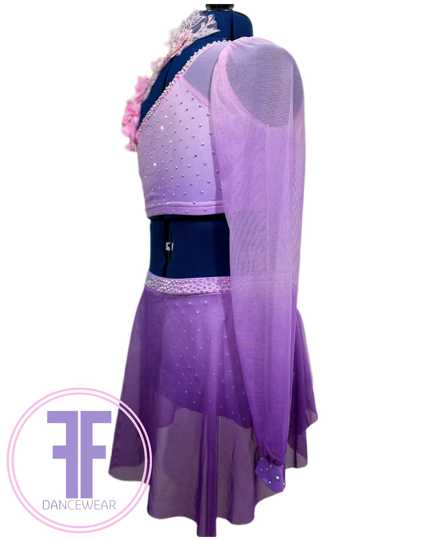 BESPOKE Pink & Violet Lyrical / Contemporary Dance Costume (9/10 yrs)