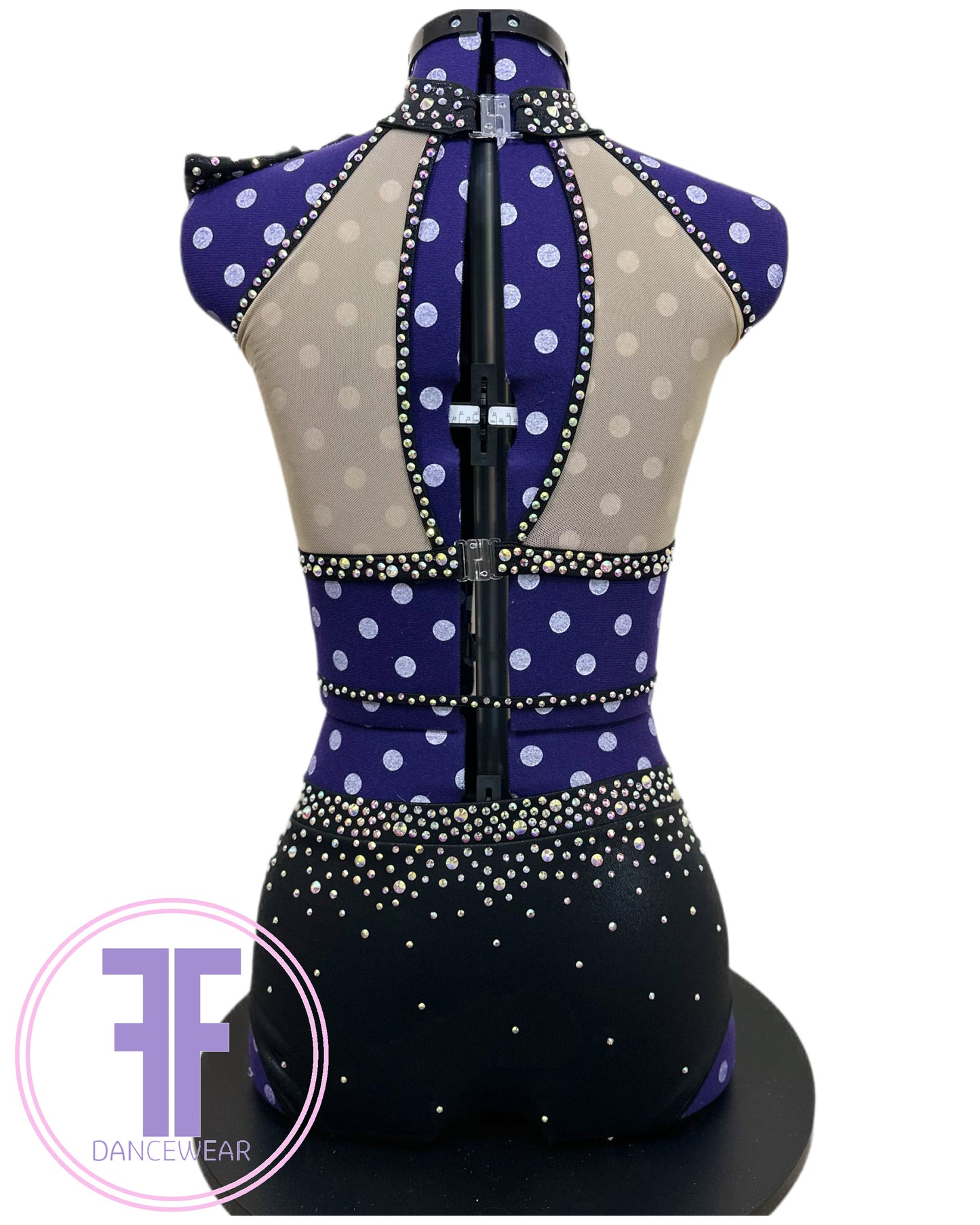 BESPOKE Black & Nude Stoned Modern / Tap Dance Costume (Adult Small)