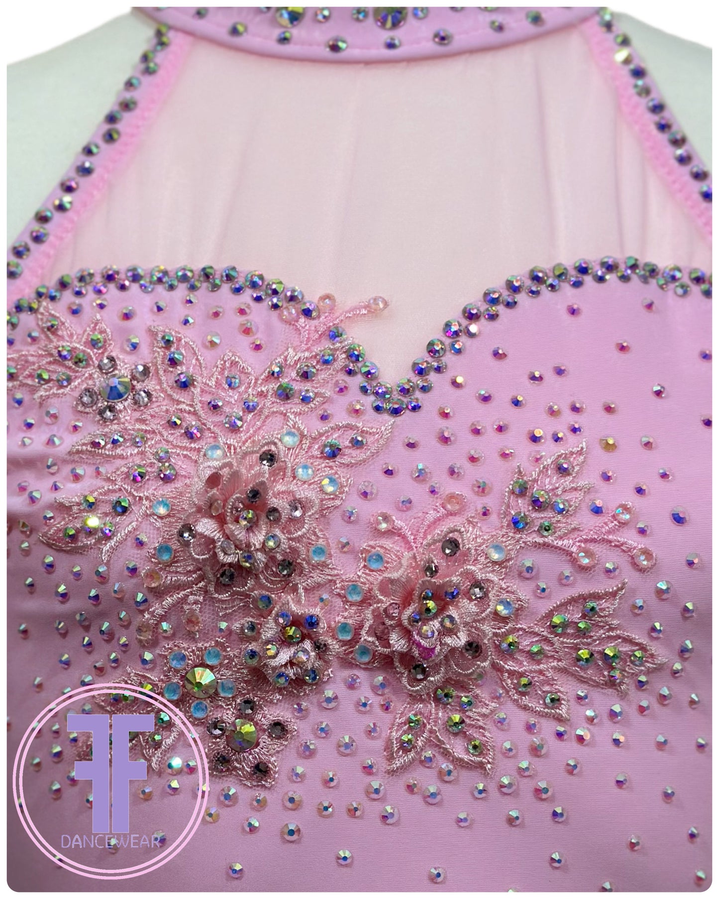 BESPOKE Pink Stoned Lyrical / Contemporary Dance Costume (11/12 yrs)