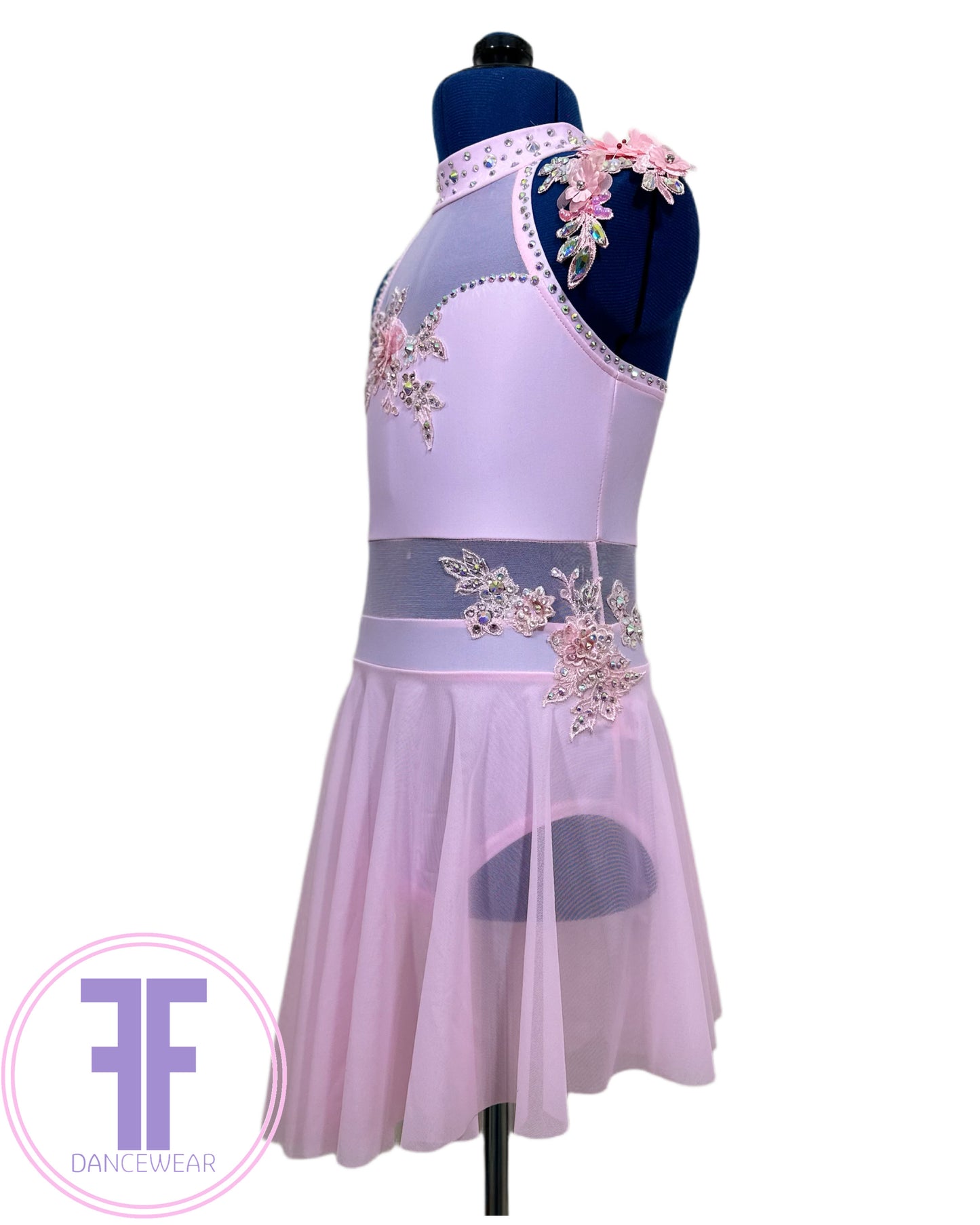BESPOKE Pink Stoned Lyrical / Contemporary Dance Costume (7/8 yrs)