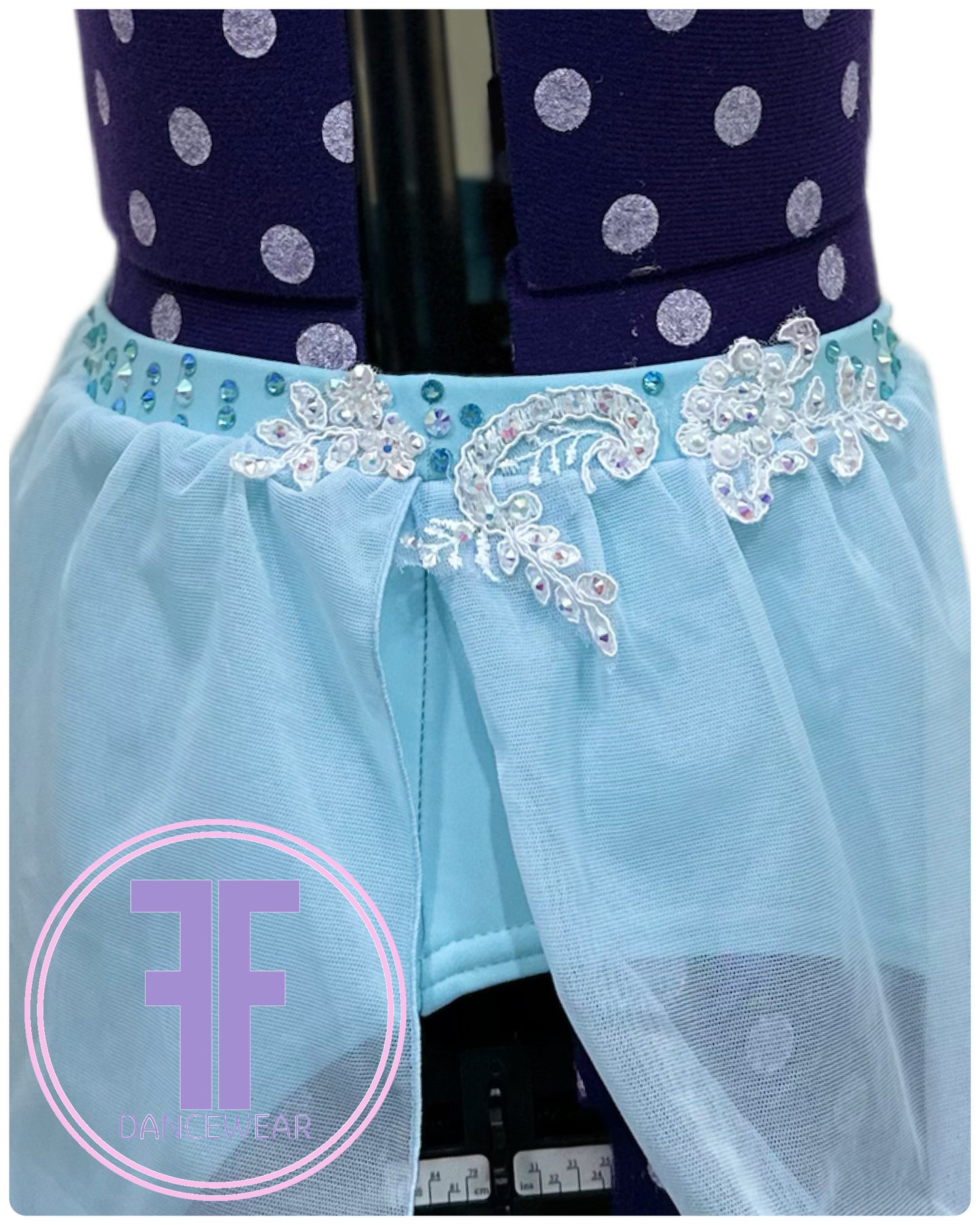 BESPOKE Baby Blue Stoned Lyrical / Contemporary Dance Costume (Adult Small)