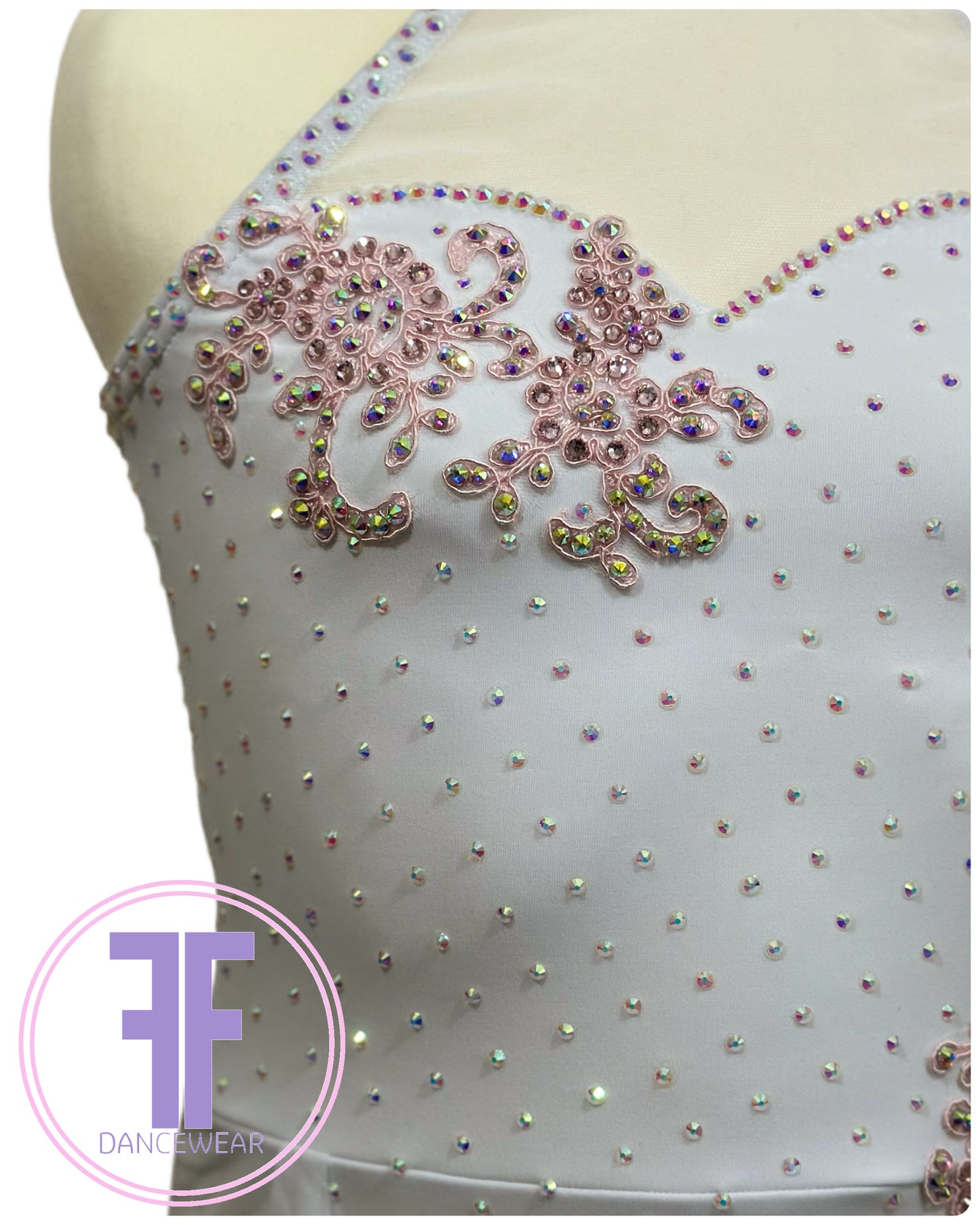 BESPOKE White Stoned Lyrical / Contemporary Dance Costume (11/12 yrs)