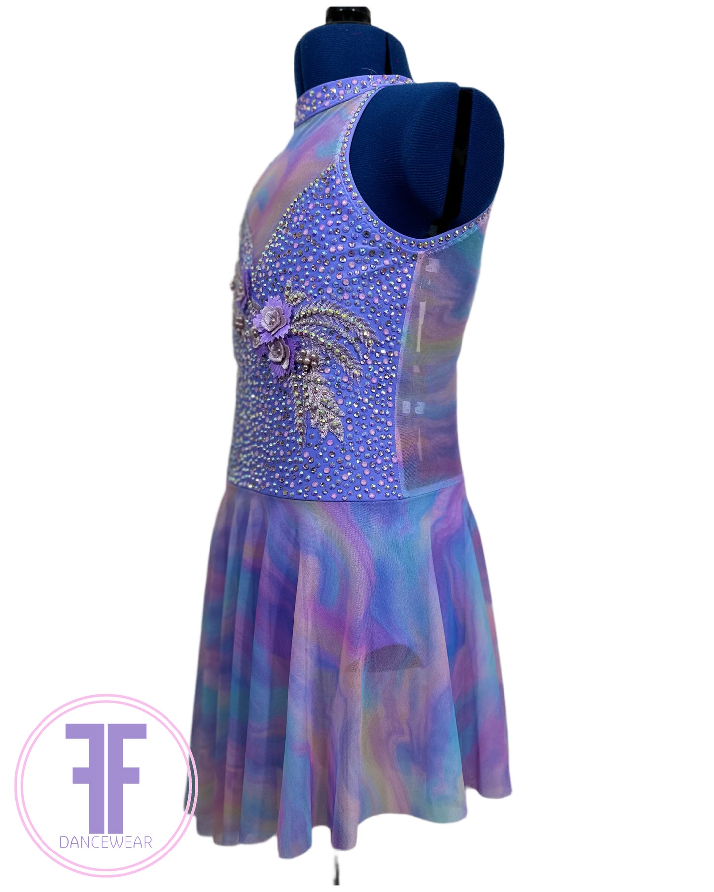 BESPOKE Rainbow & Lilac Lyrical / Contemporary Dance Costume (9/10 yrs)