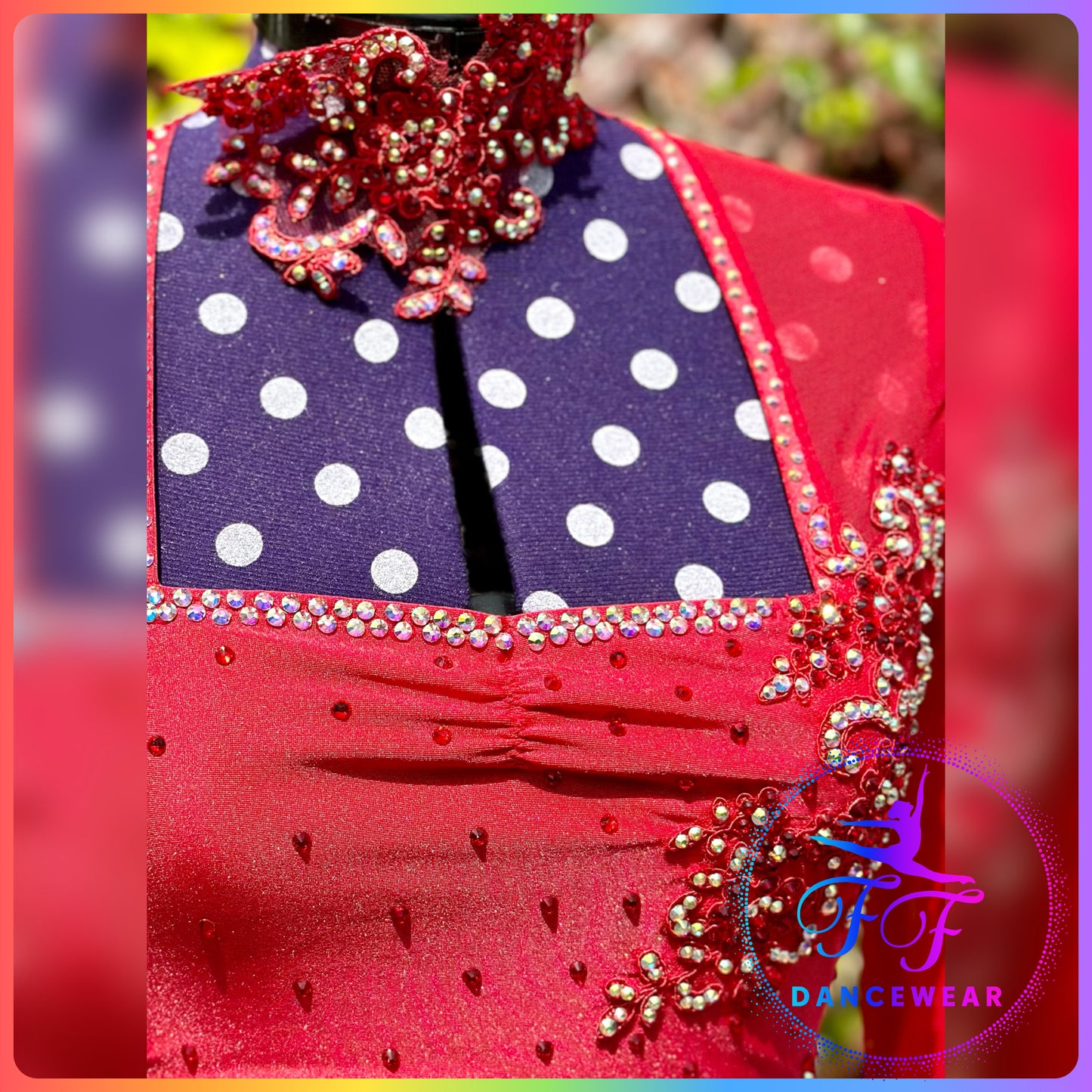 BESPOKE Red Stoned Two Piece Lyrical / Contemporary Dance Costume (Adult S)