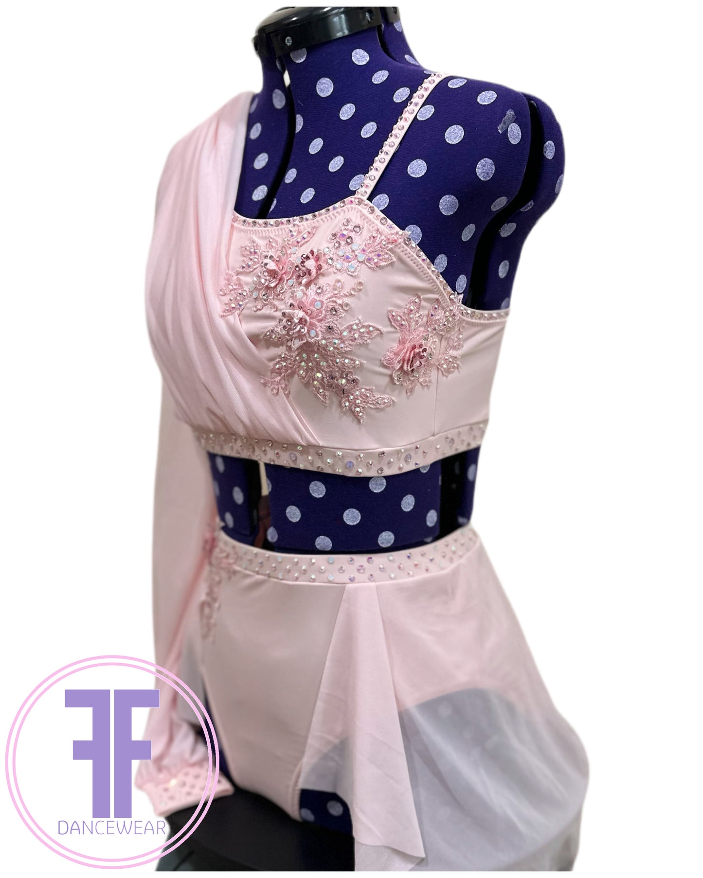 BESPOKE Milkshake Pink Stoned Lyrical / Contemporary Dance Costume (Adult Small)