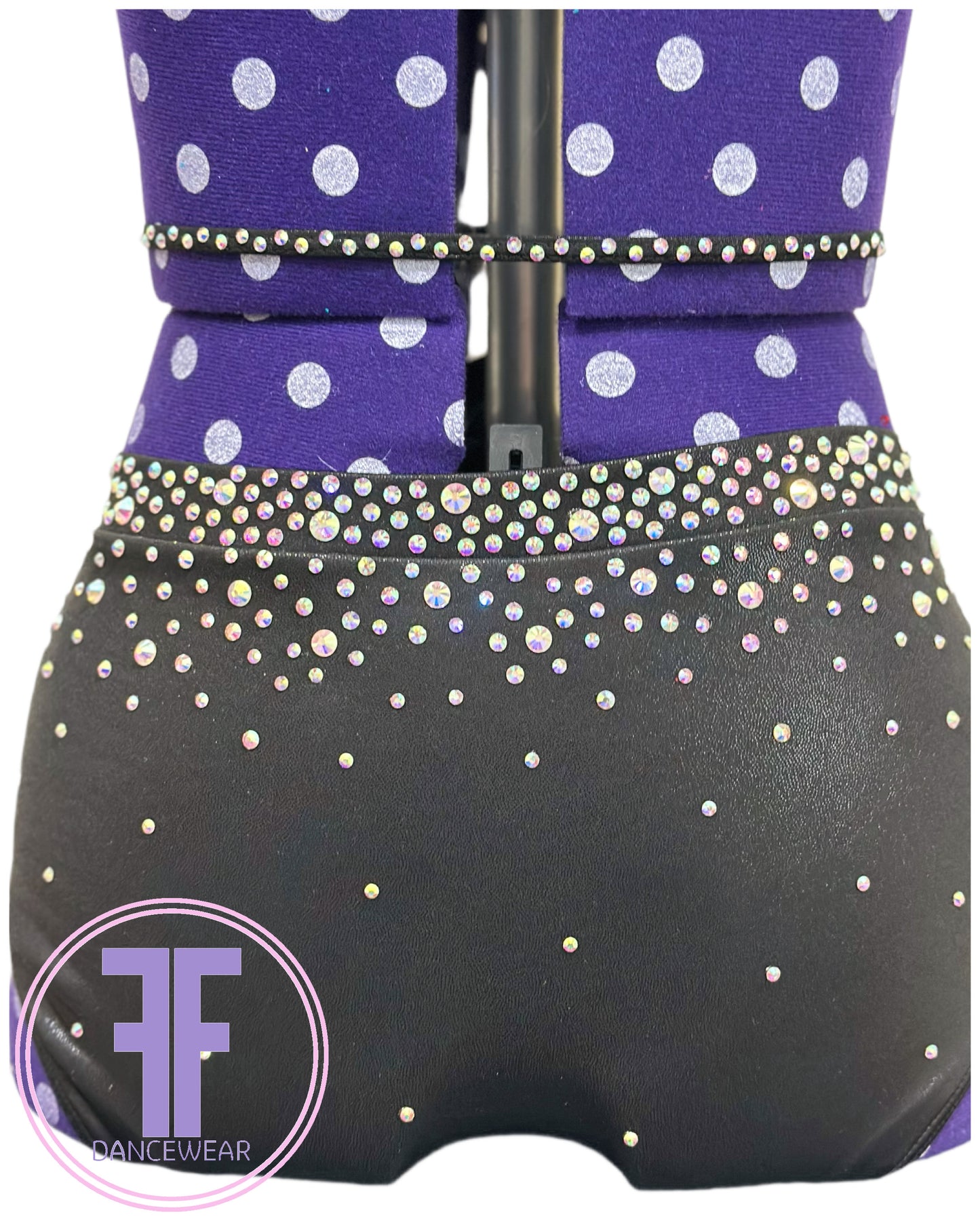 BESPOKE Black & Nude Stoned Modern / Tap Dance Costume (Adult Small)