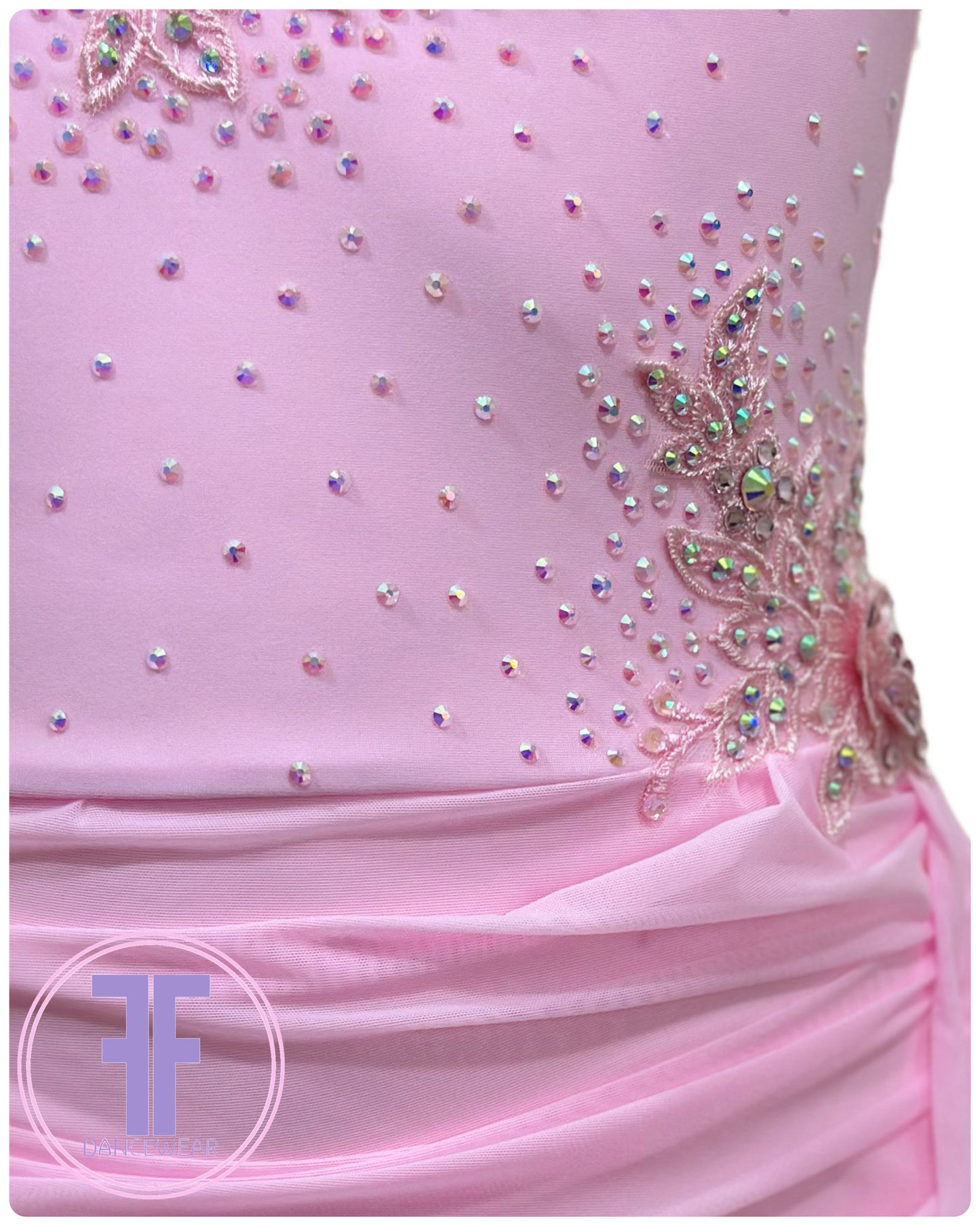BESPOKE Pink Stoned Lyrical / Contemporary Dance Costume (11/12 yrs)