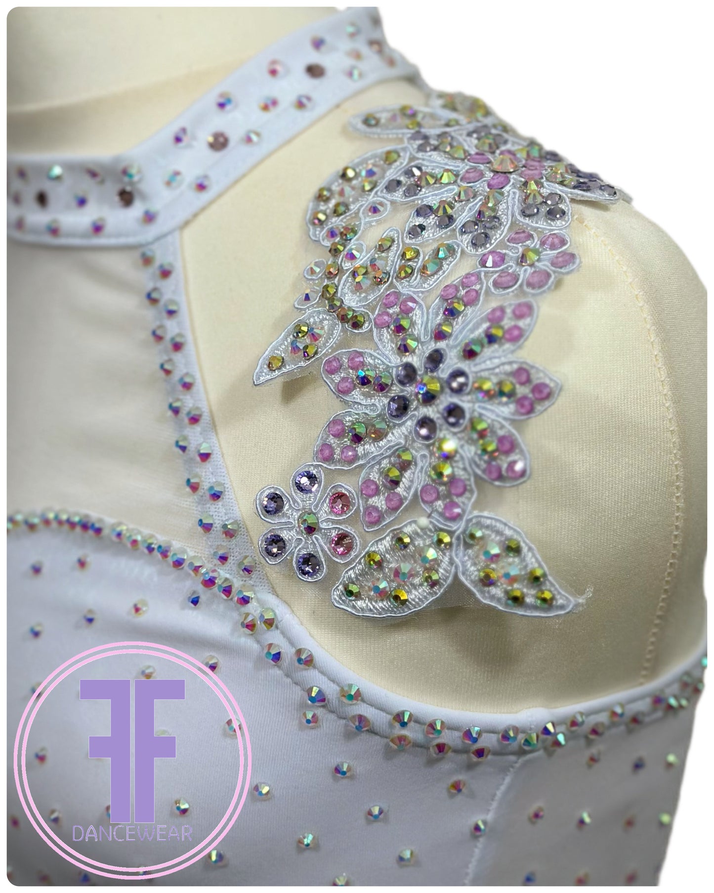 BESPOKE White Stoned Lyrical / Contemporary Dance Costume (11/12 yrs)