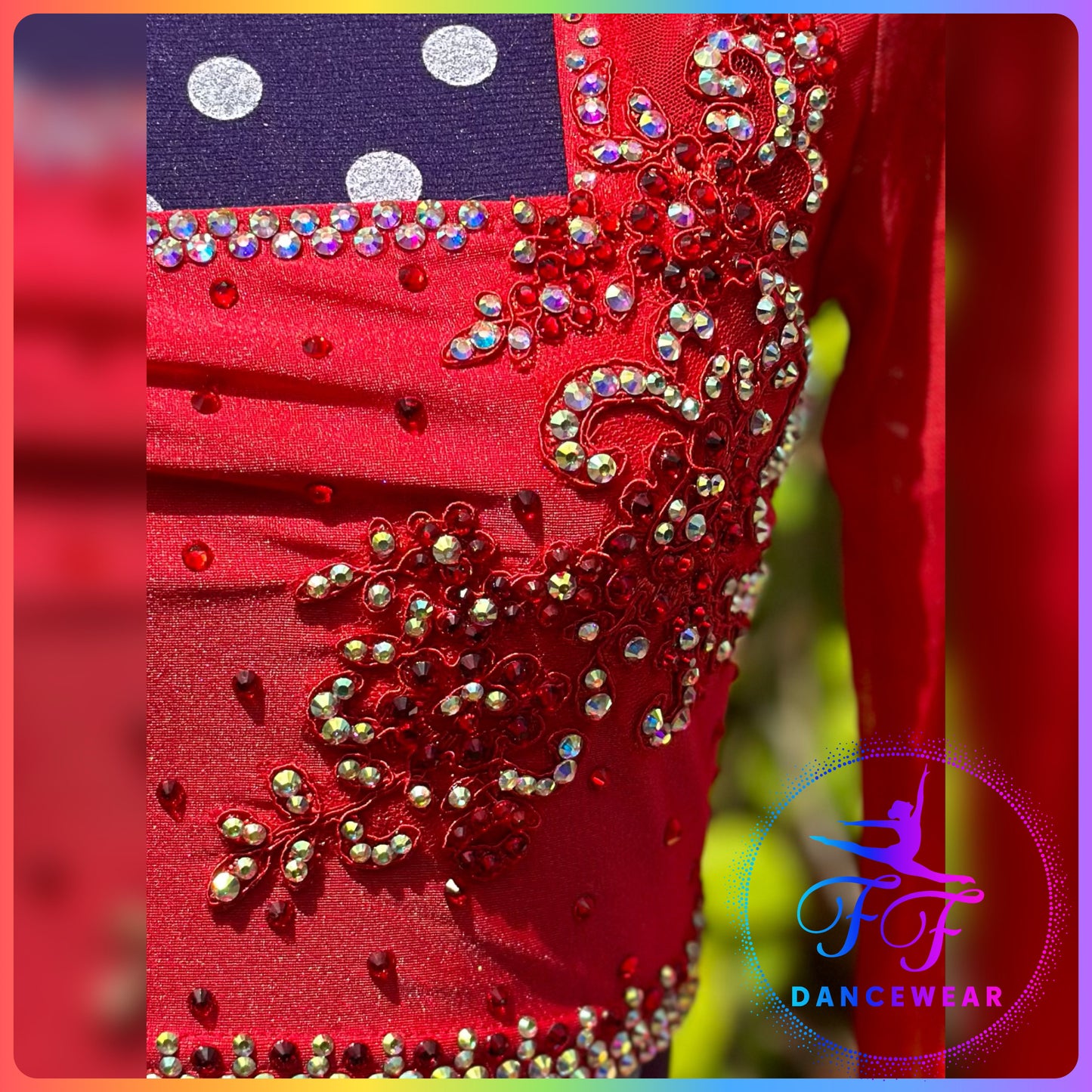 BESPOKE Red Stoned Two Piece Lyrical / Contemporary Dance Costume (Adult S)