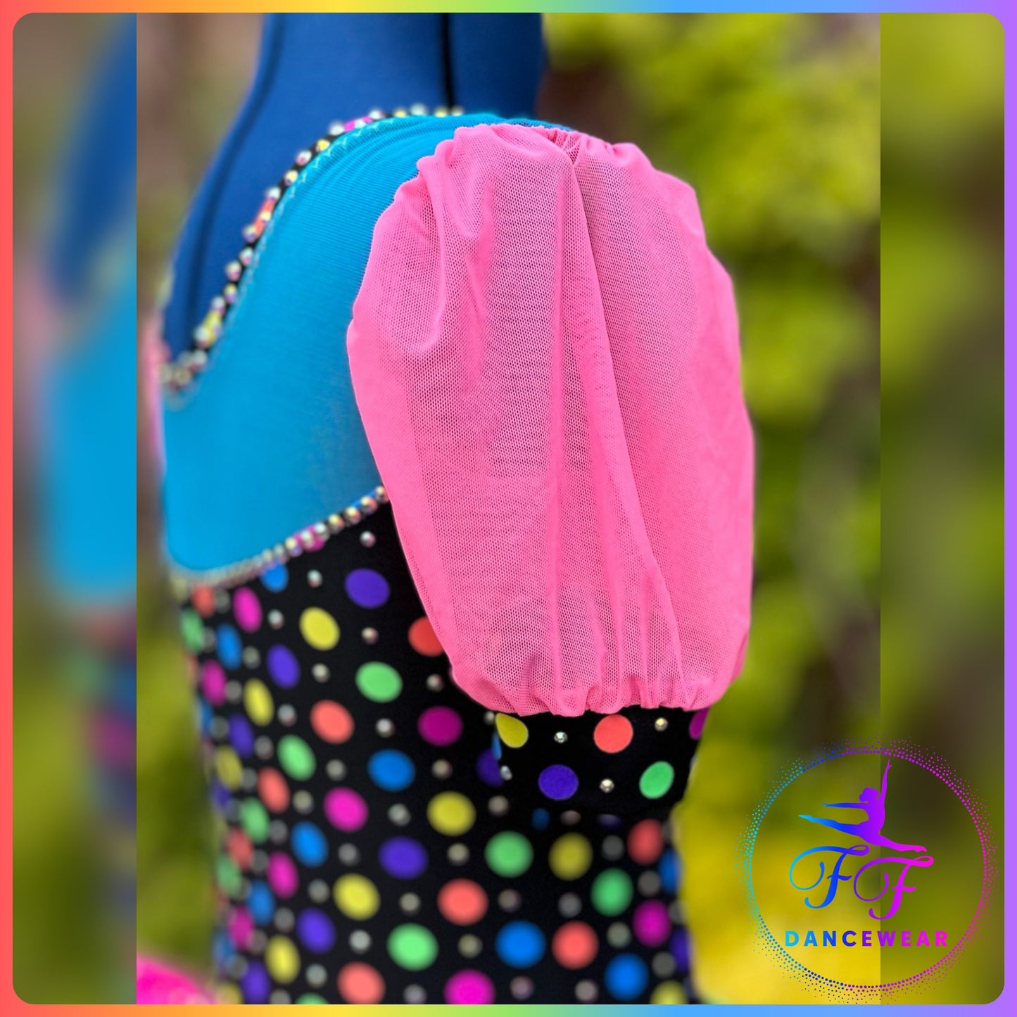BESPOKE Neon Spots Stoned Modern / Tap / Jazz Dance Costume (Size 1 - 7/8 yrs)