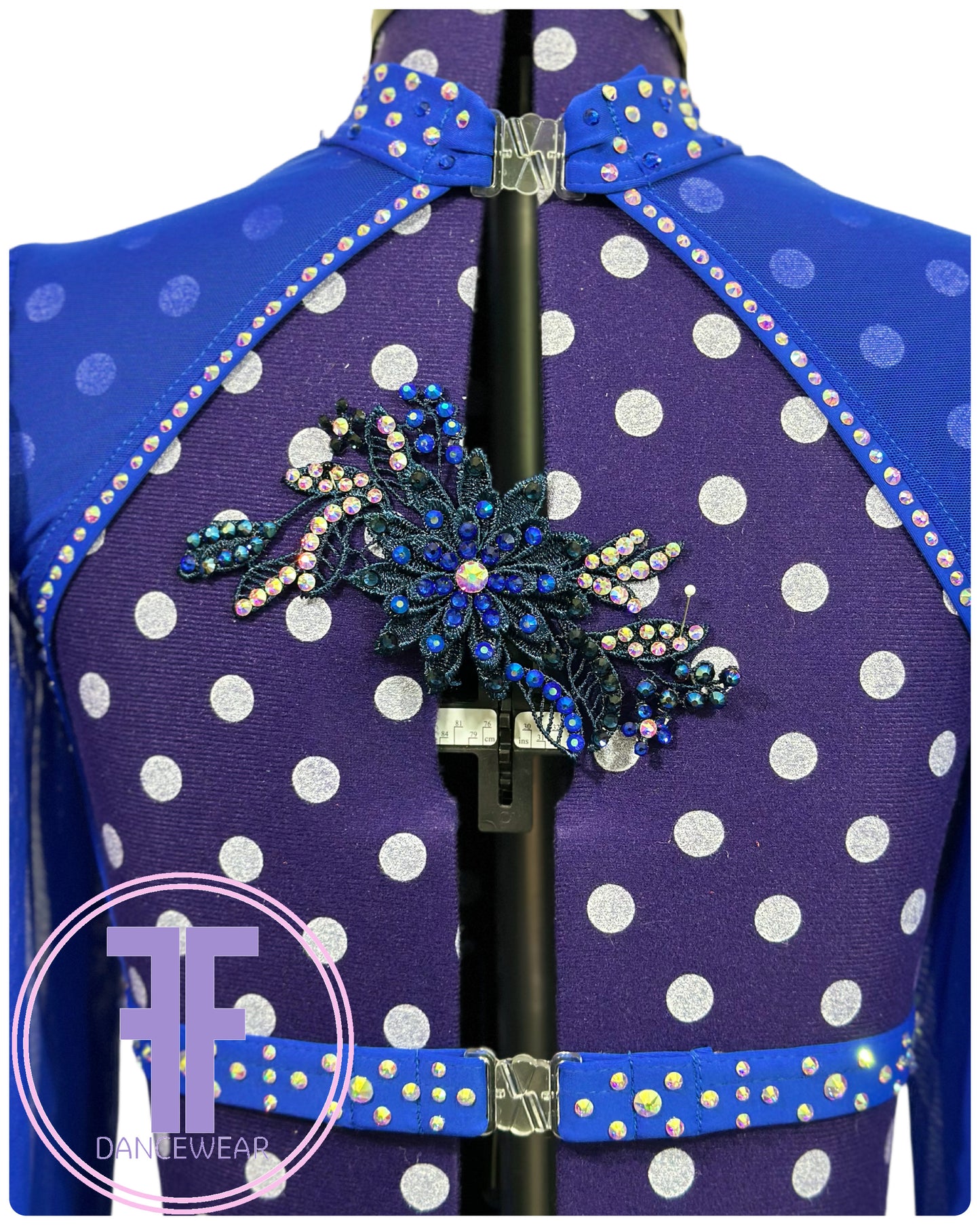 BESPOKE Royal Blue Stoned Lyrical / Contemporary Dance Costume (Adult Small)