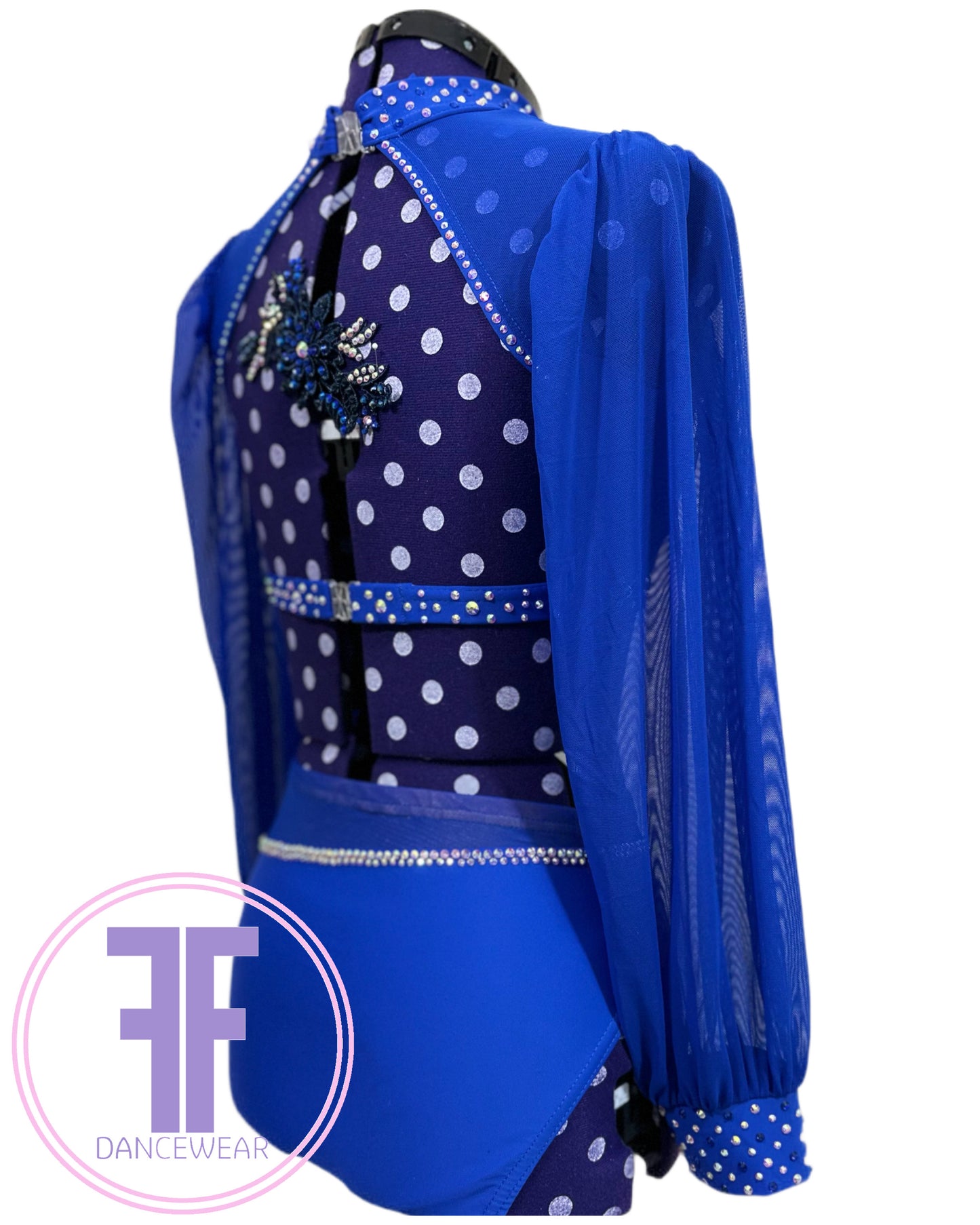 BESPOKE Royal Blue Stoned Lyrical / Contemporary Dance Costume (Adult Small)