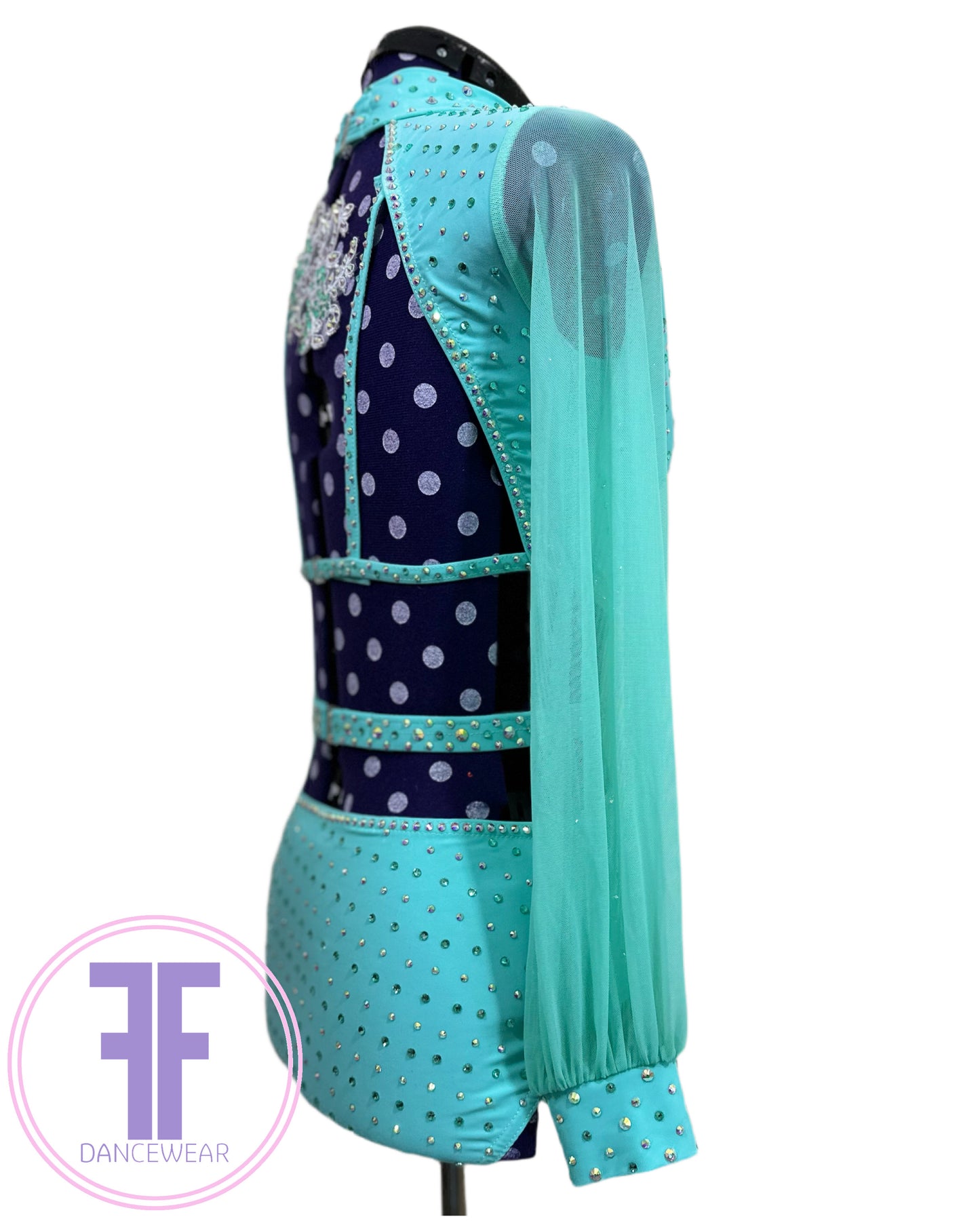 BESPOKE Mint Green Stoned Lyrical / Contemporary Dance Costume (Adult Small)