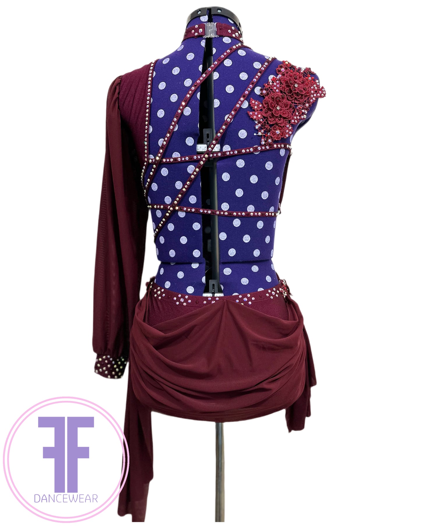 BESPOKE Burgundy Stoned Lyrical / Contemporary Dance Costume (Adult Small)