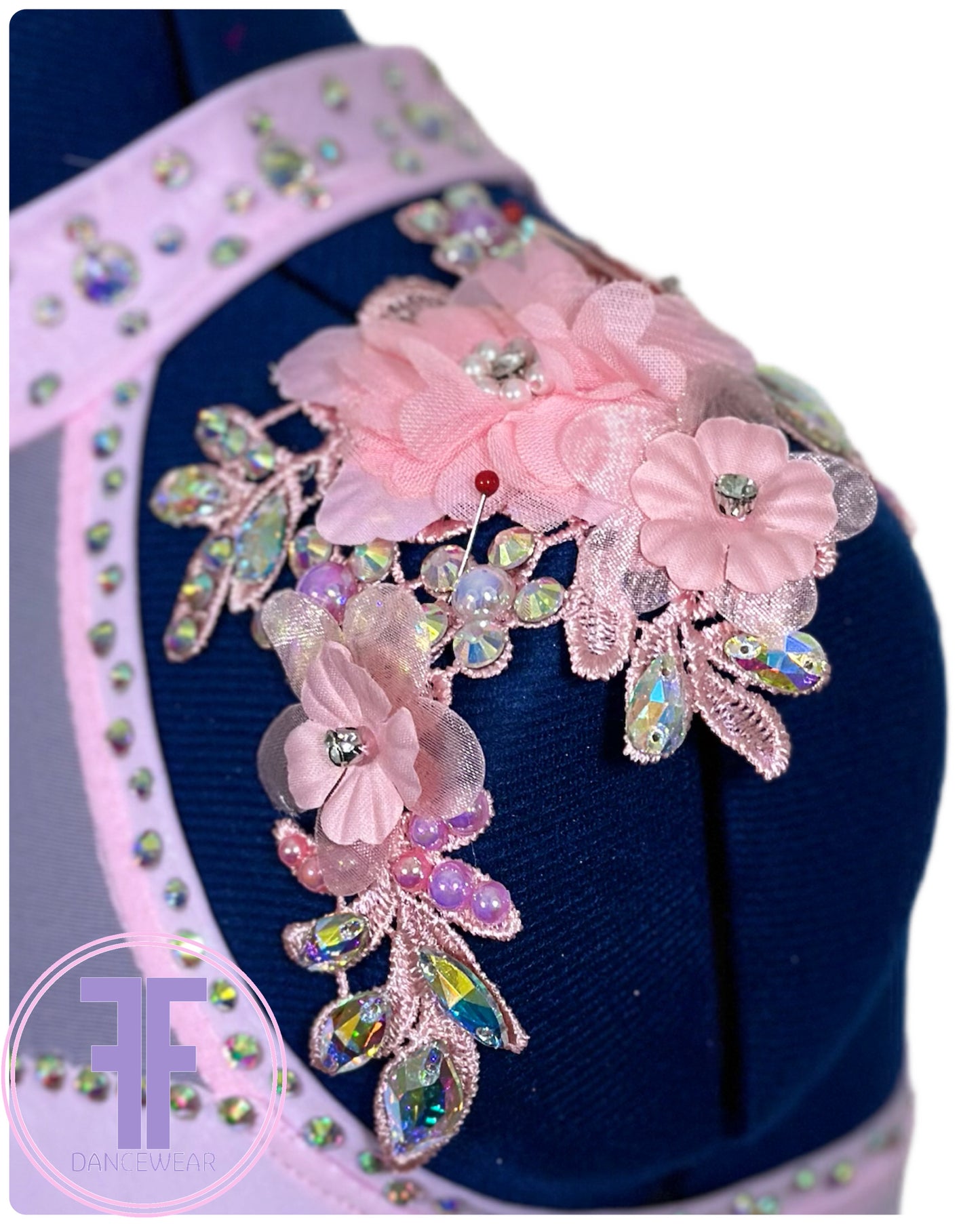 BESPOKE Pink Stoned Lyrical / Contemporary Dance Costume (7/8 yrs)