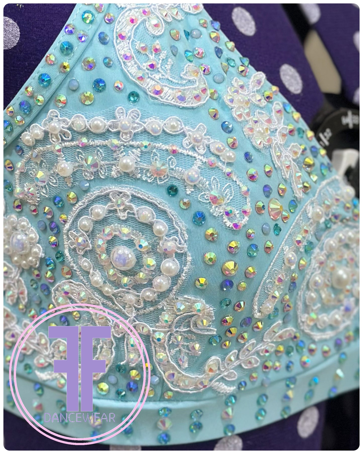 BESPOKE Baby Blue Stoned Lyrical / Contemporary Dance Costume (Adult Small)