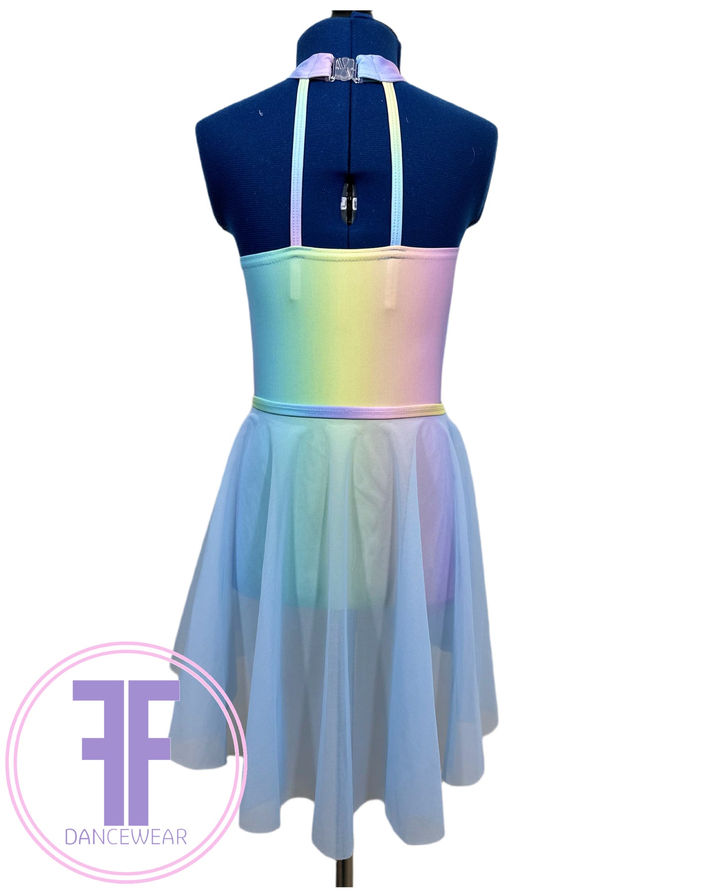 BESPOKE Pastel Rainbow leotard & skirt Lyrical / Contemporary Dance Costume (7/8 yrs)