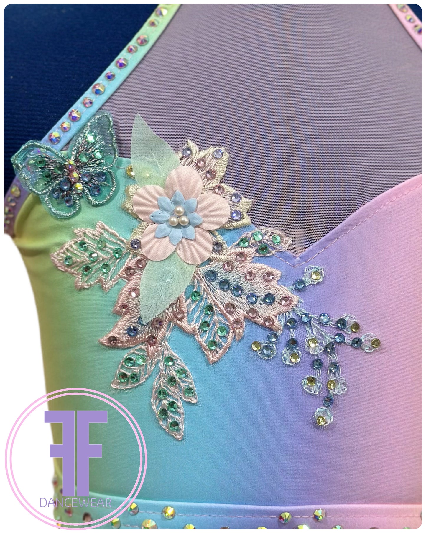 BESPOKE Pastel Rainbow Stoned Dance Costume for Lyrical / Contemporary (Age 7/8 yrs)