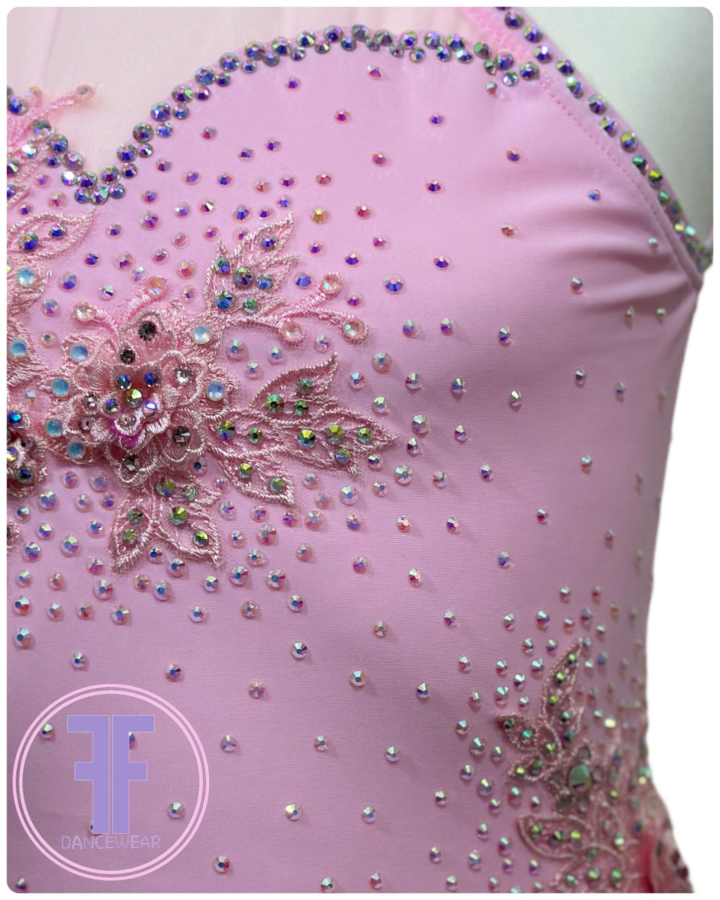 BESPOKE Pink Stoned Lyrical / Contemporary Dance Costume (11/12 yrs)