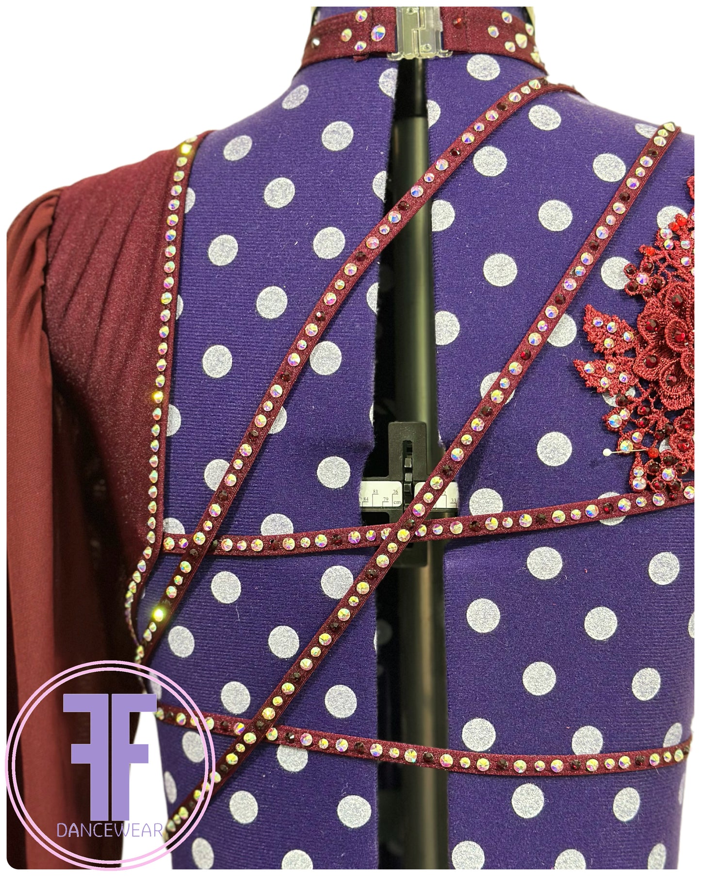 BESPOKE Burgundy Stoned Lyrical / Contemporary Dance Costume (Adult Small)