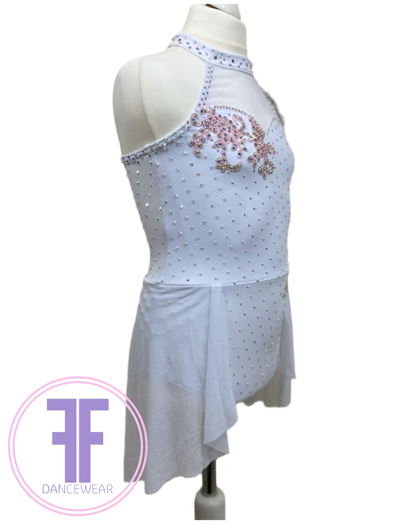 BESPOKE White Stoned Lyrical / Contemporary Dance Costume (11/12 yrs)