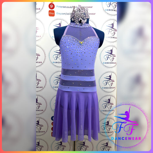 BESPOKE Lilac Stoned Lyrical / Contemporary Dance Costume (Size 1 - 7/8 yrs)