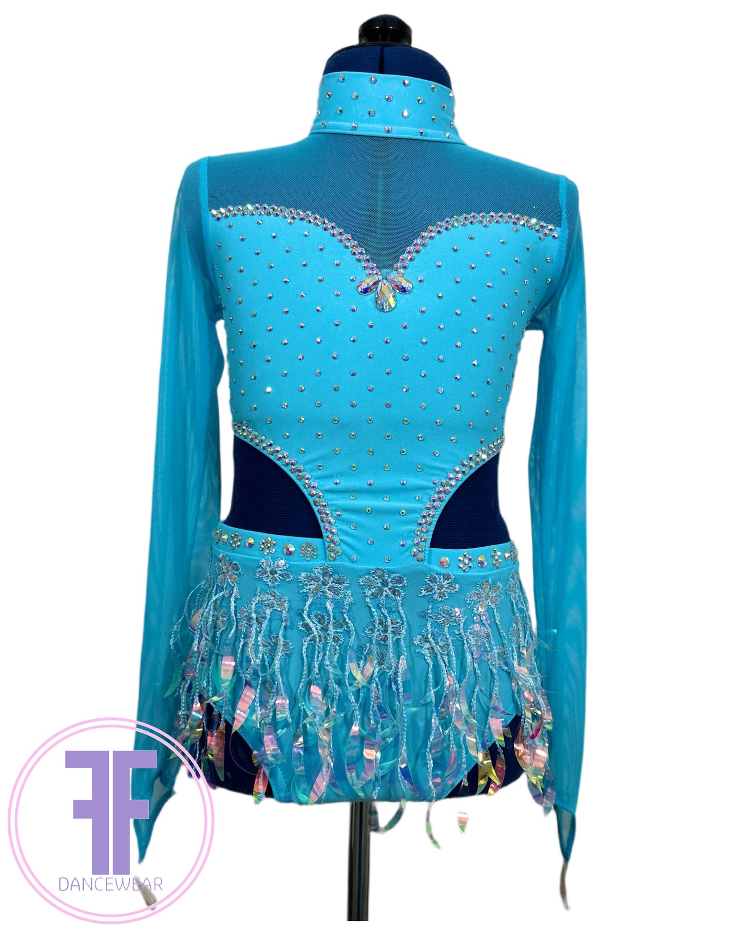 BESPOKE Light Turquoise Stoned Modern / Tap Dance Costume (9/10 yrs)