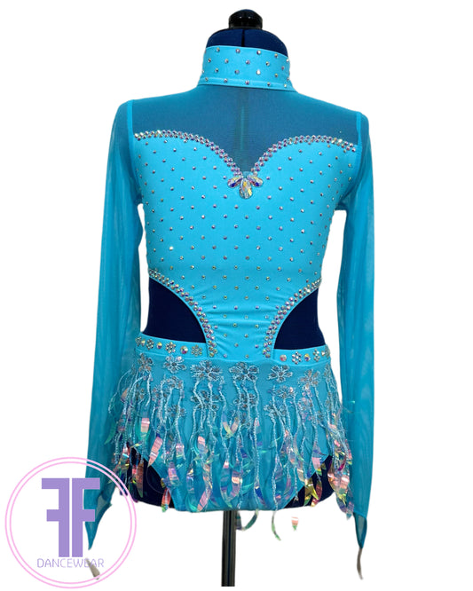 BESPOKE Light Turquoise Stoned Modern / Tap Dance Costume (9/10 yrs)