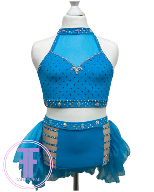 BESPOKE Turquoise Stoned Modern / Tap Dance Costume (11/12 yrs)