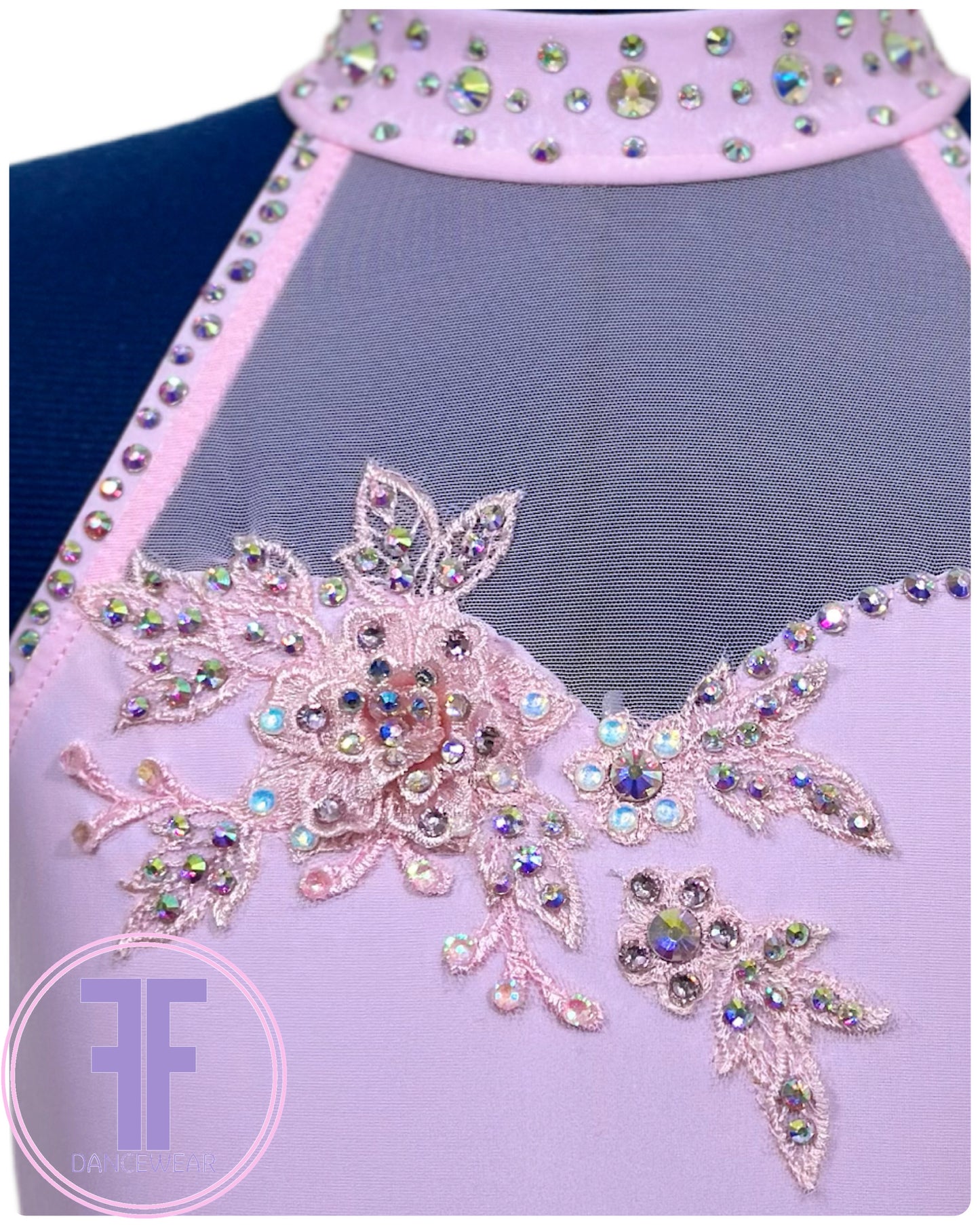 BESPOKE Pink Stoned Lyrical / Contemporary Dance Costume (7/8 yrs)
