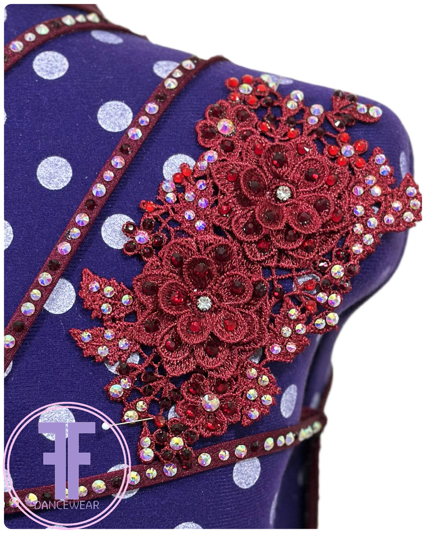BESPOKE Burgundy Stoned Lyrical / Contemporary Dance Costume (Adult Small)