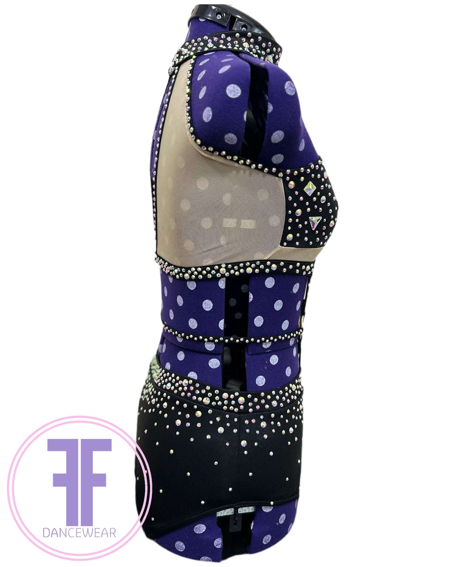 BESPOKE Black & Nude Stoned Modern / Tap Dance Costume (Adult Small)