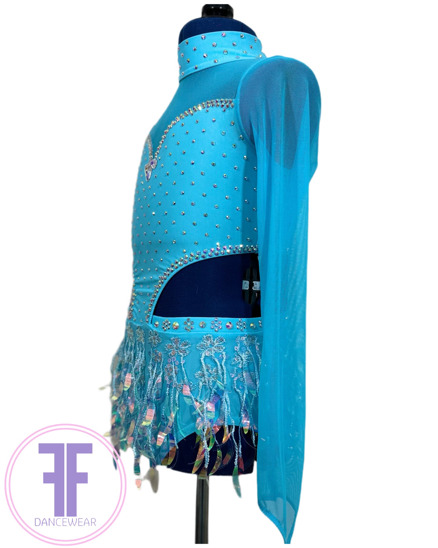 BESPOKE Light Turquoise Stoned Modern / Tap Dance Costume (9/10 yrs)