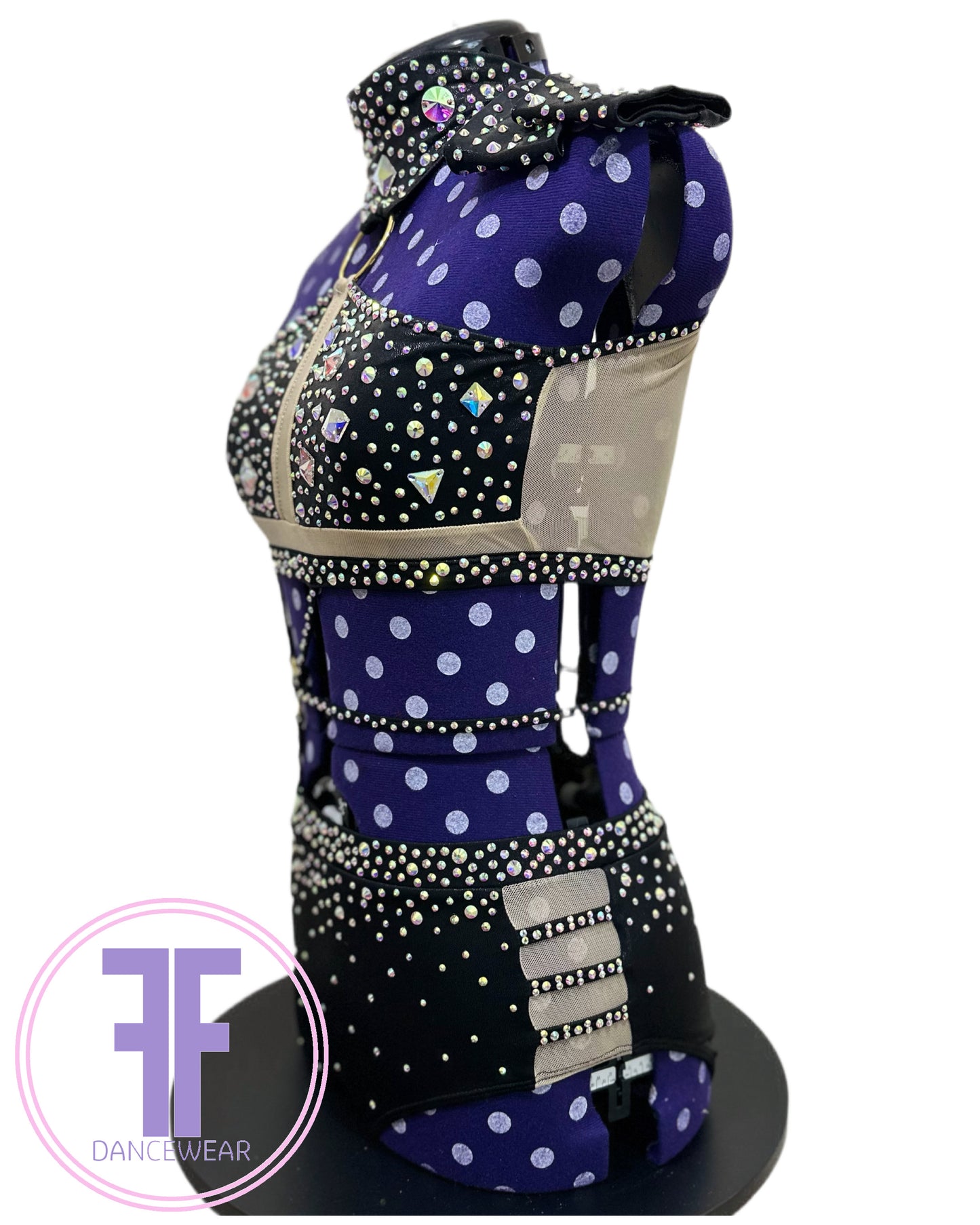 BESPOKE Black & Nude Stoned Modern / Tap Dance Costume (Adult Small)