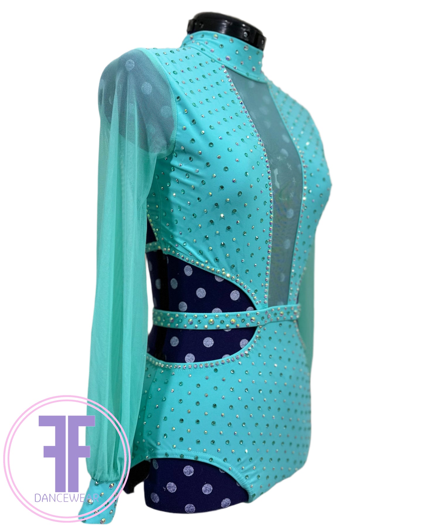 BESPOKE Mint Green Stoned Lyrical / Contemporary Dance Costume (Adult Small)