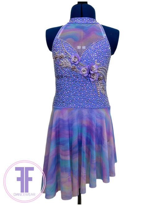 BESPOKE Rainbow & Lilac Lyrical / Contemporary Dance Costume (9/10 yrs)