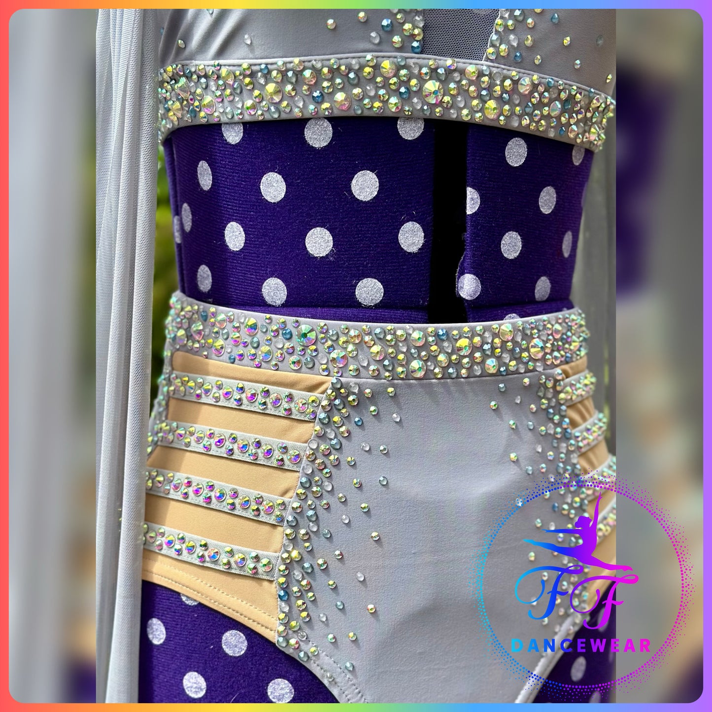 BESPOKE Light Grey Stoned Lyrical / Contemporary / Modern Dance Costume (Adult XS)