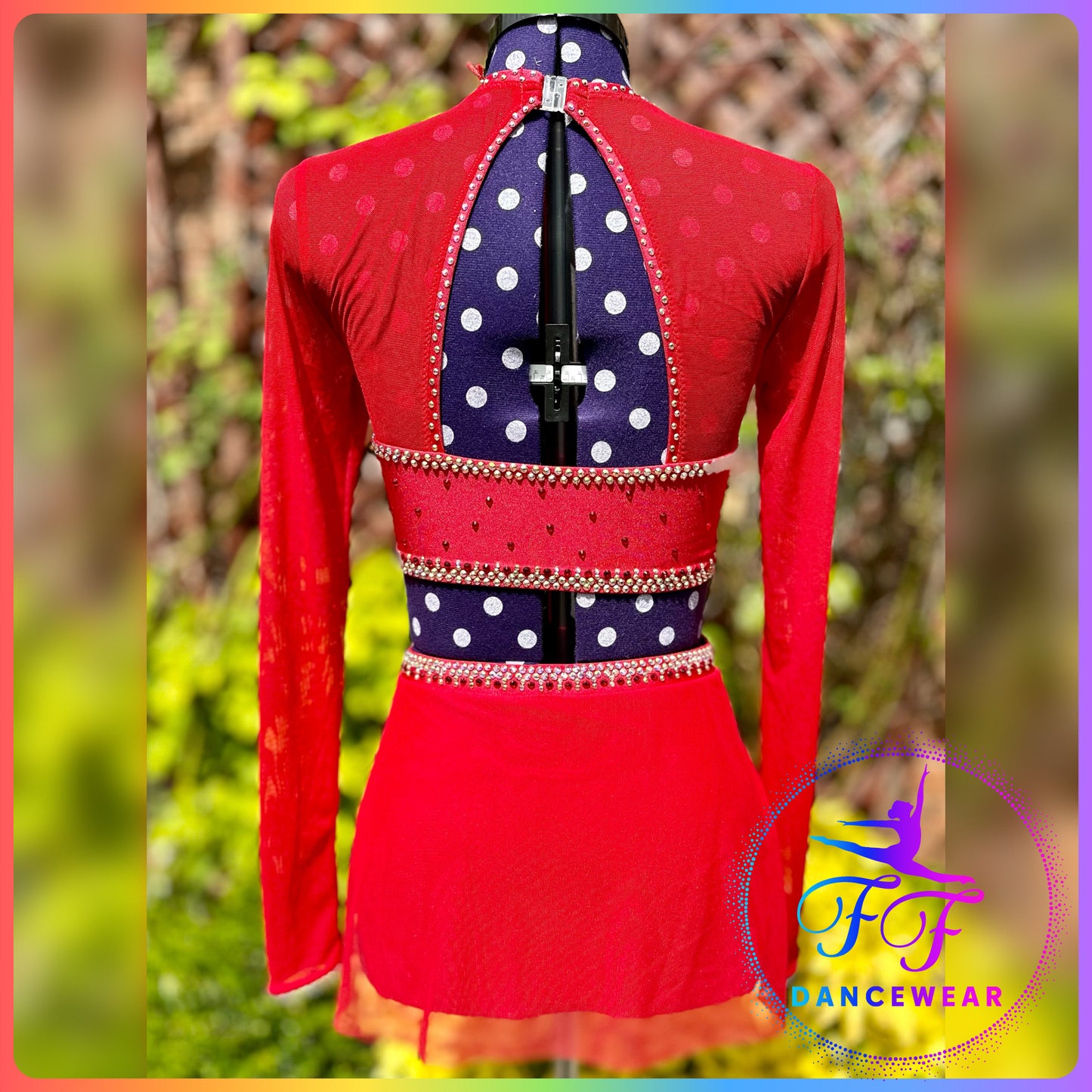 BESPOKE Red Stoned Two Piece Lyrical / Contemporary Dance Costume (Adult S)