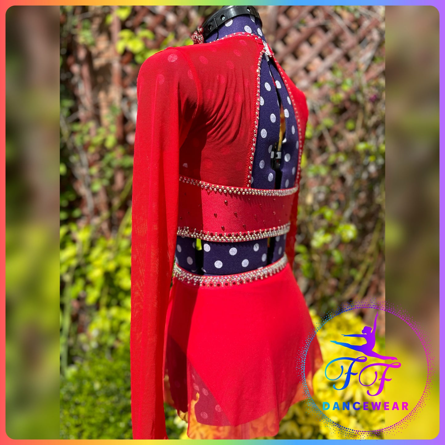 BESPOKE Red Stoned Two Piece Lyrical / Contemporary Dance Costume (Adult S)