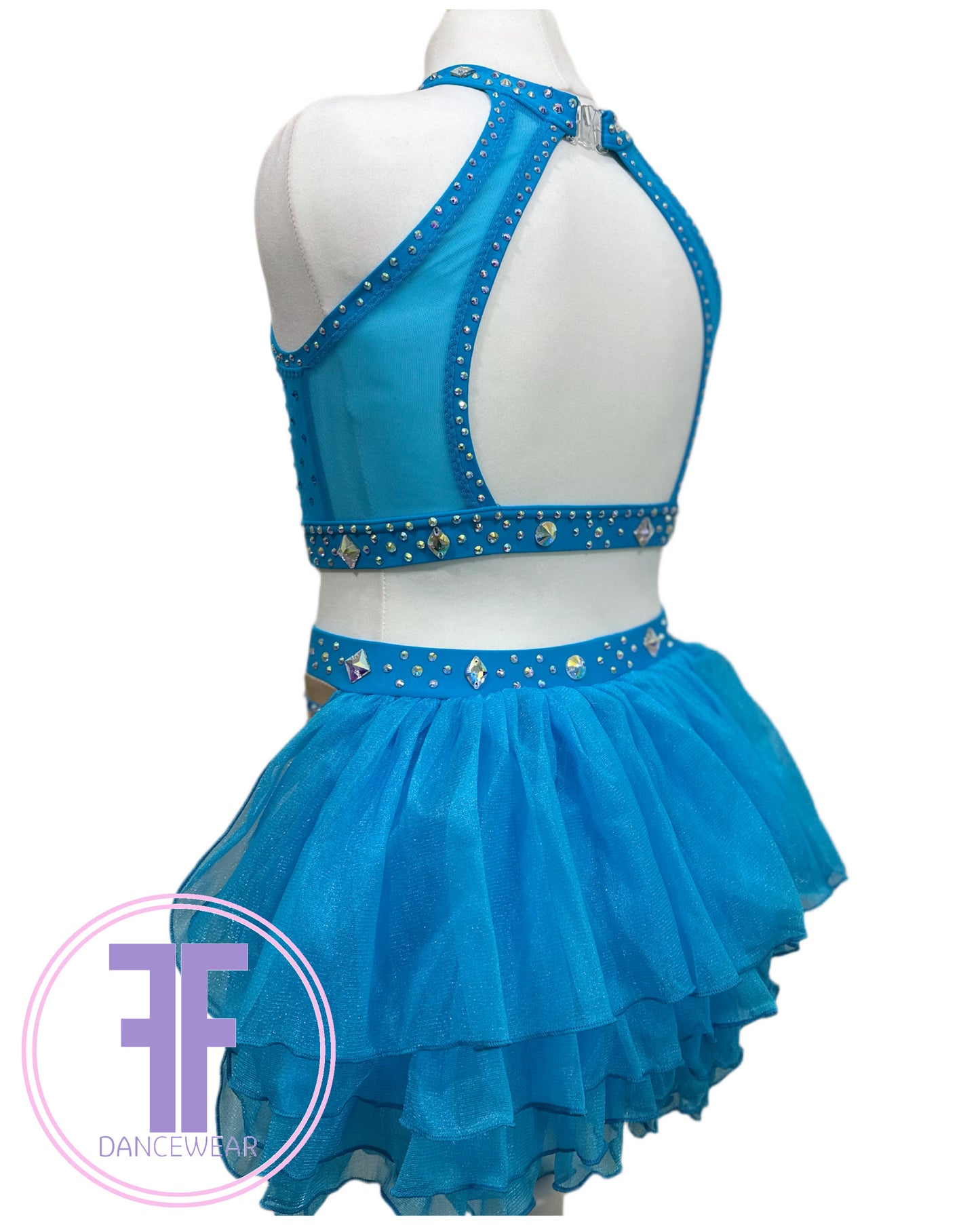 BESPOKE Turquoise Stoned Modern / Tap Dance Costume (11/12 yrs)