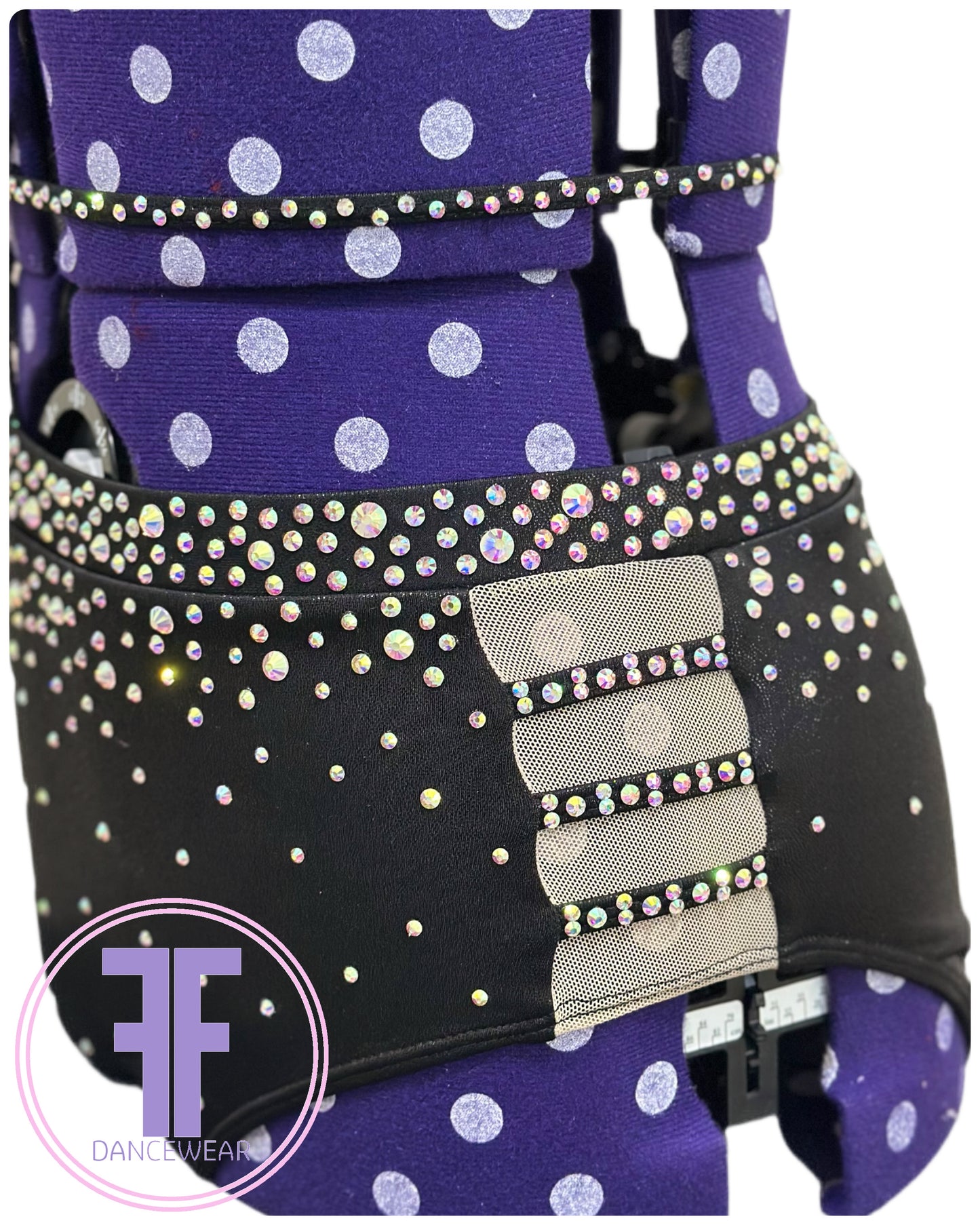 BESPOKE Black & Nude Stoned Modern / Tap Dance Costume (Adult Small)