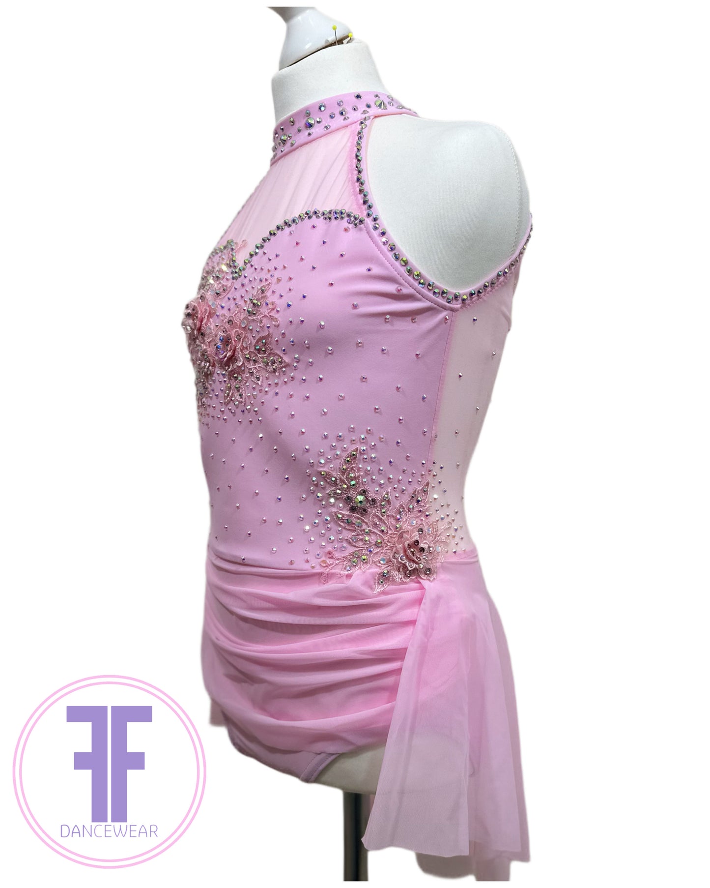 BESPOKE Pink Stoned Lyrical / Contemporary Dance Costume (11/12 yrs)