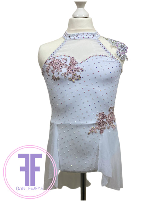 BESPOKE White Stoned Lyrical / Contemporary Dance Costume (11/12 yrs)