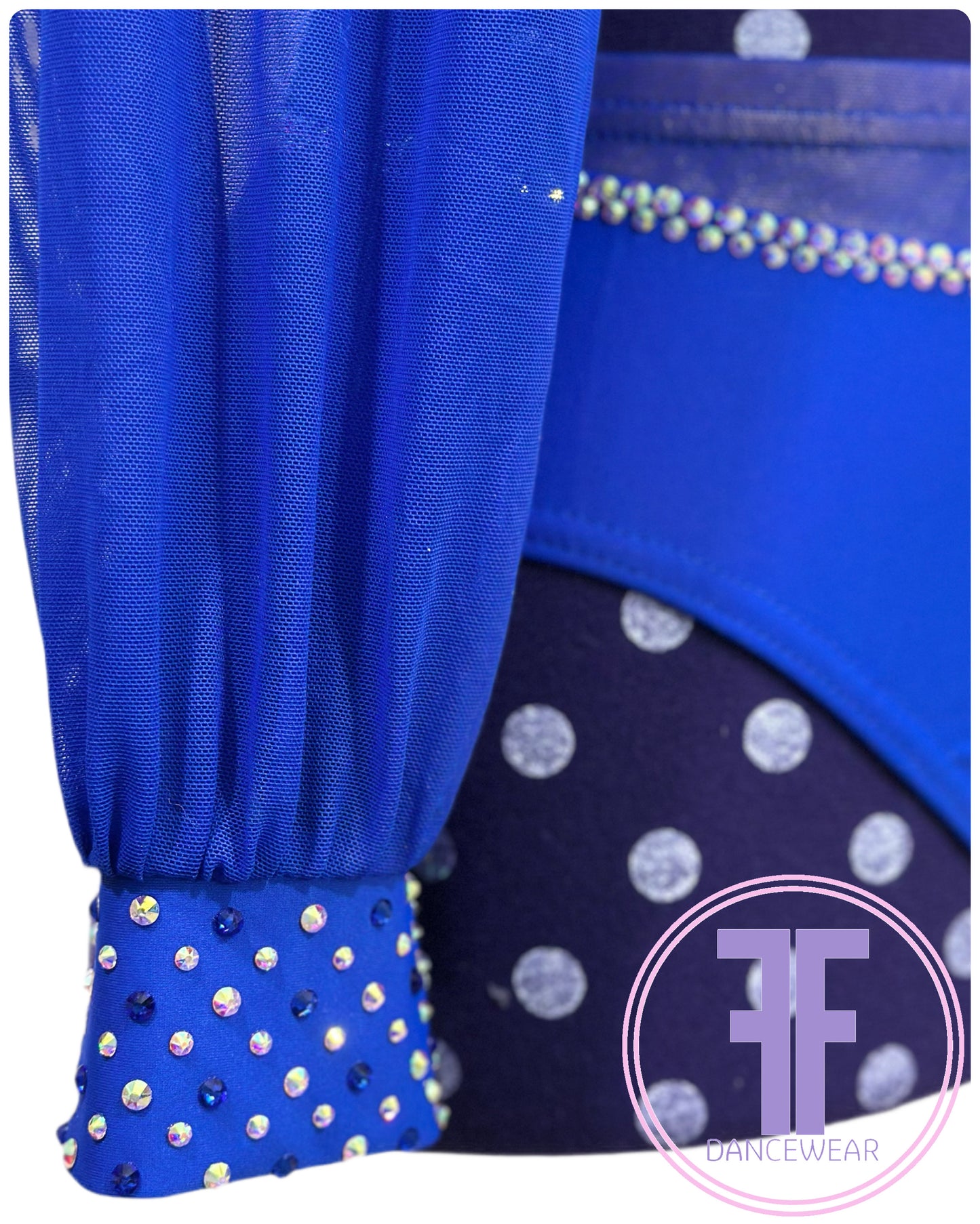 BESPOKE Royal Blue Stoned Lyrical / Contemporary Dance Costume (Adult Small)
