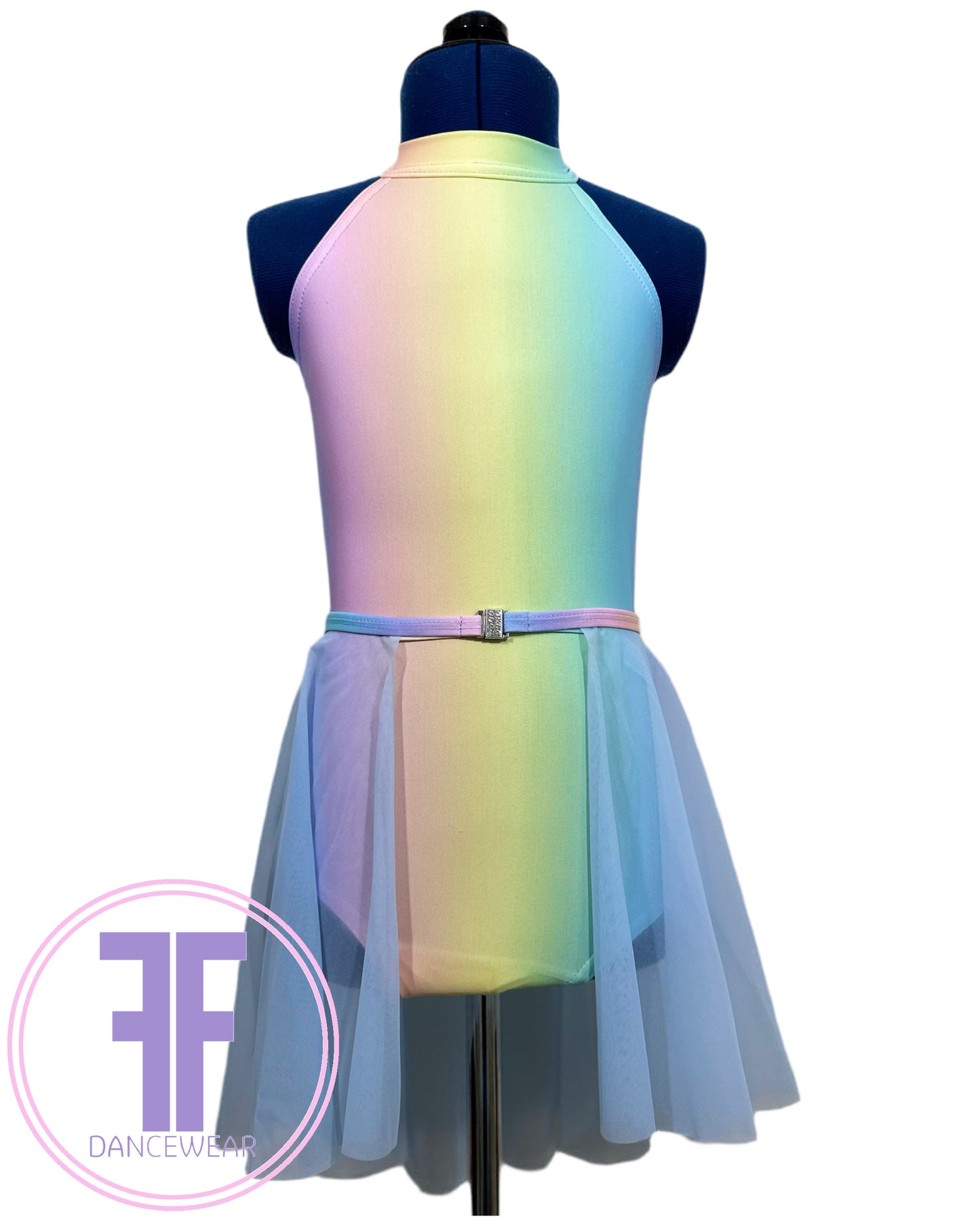 BESPOKE Pastel Rainbow leotard & skirt Lyrical / Contemporary Dance Costume (7/8 yrs)