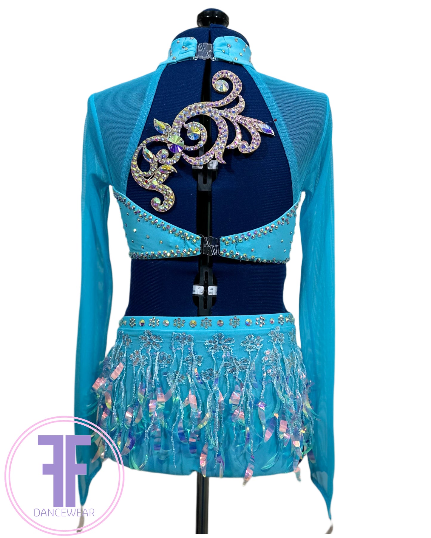 BESPOKE Light Turquoise Stoned Modern / Tap Dance Costume (9/10 yrs)