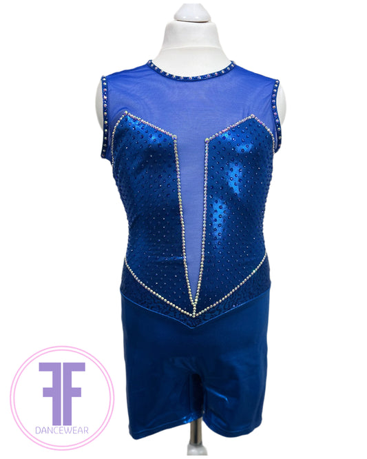 BESPOKE Royal Blue Stoned Modern / Tap / Acro Dance Costume (13/14 yrs)
