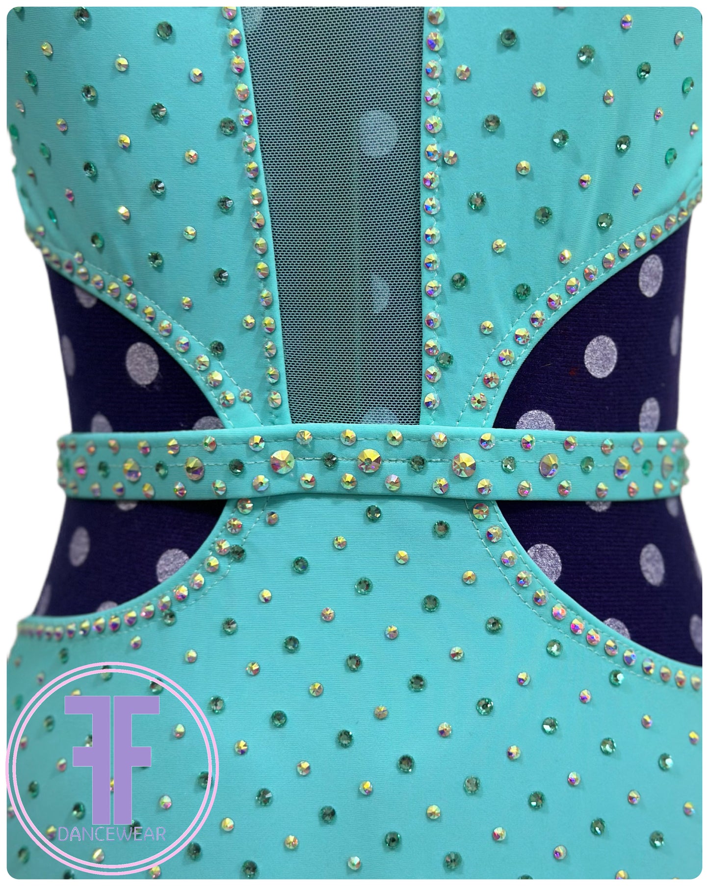 BESPOKE Mint Green Stoned Lyrical / Contemporary Dance Costume (Adult Small)