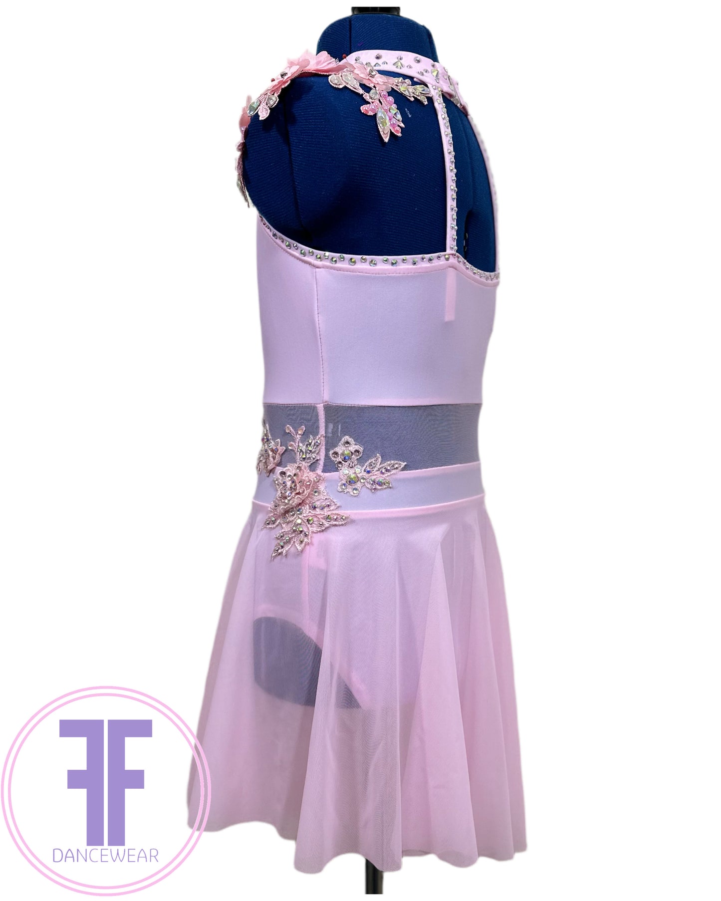 BESPOKE Pink Stoned Lyrical / Contemporary Dance Costume (7/8 yrs)