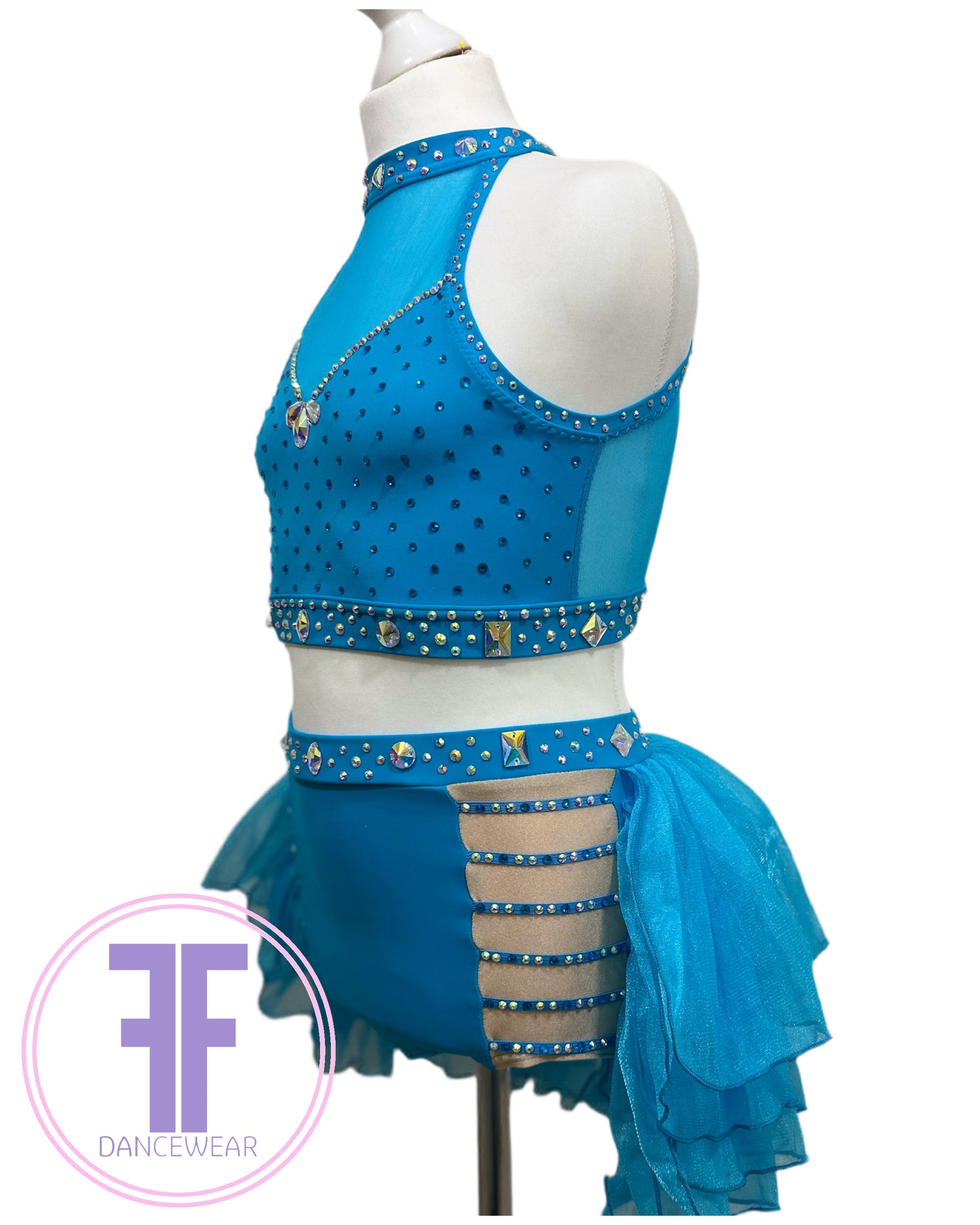 BESPOKE Turquoise Stoned Modern / Tap Dance Costume (11/12 yrs)